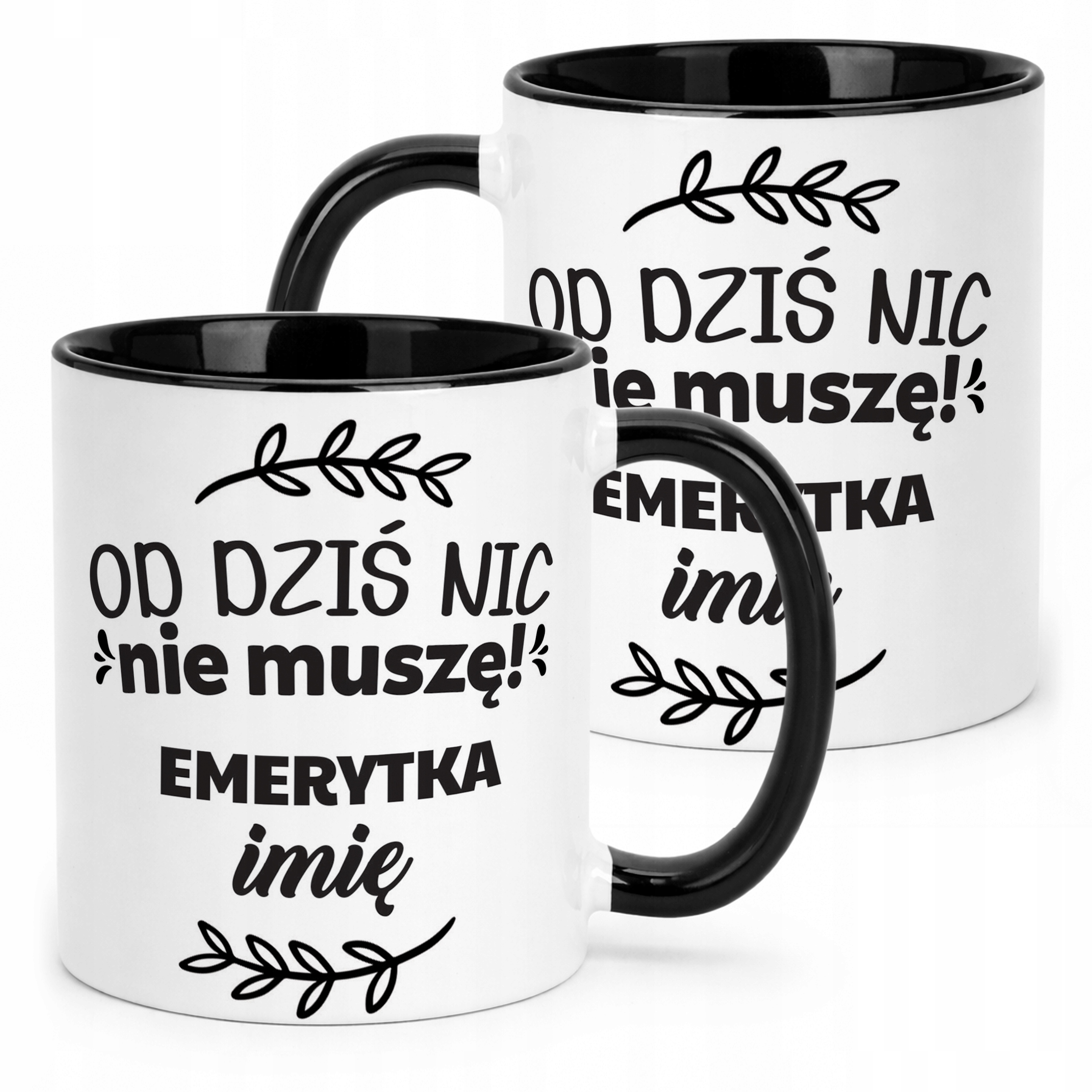 Kubek Czarny Personalizowany z okazji Emerytury Dla Emerytki Prezent