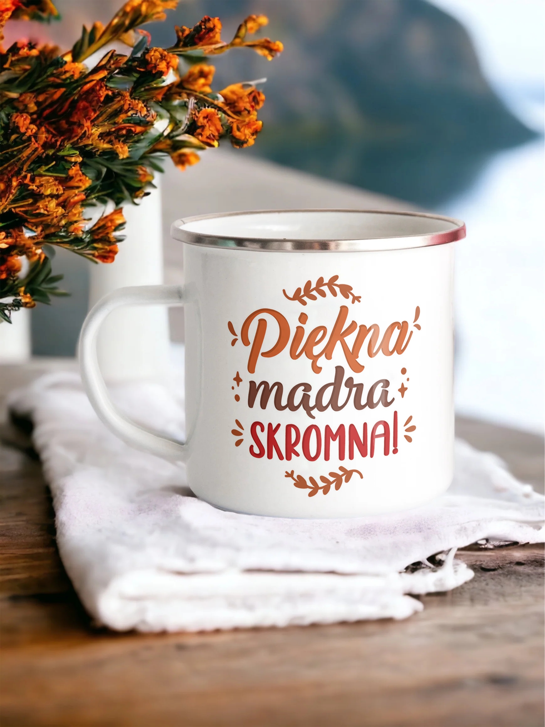 Emaliowany Kubek Garnuszek Dzień Kobiet Dla Kobiety Prezent Upominek