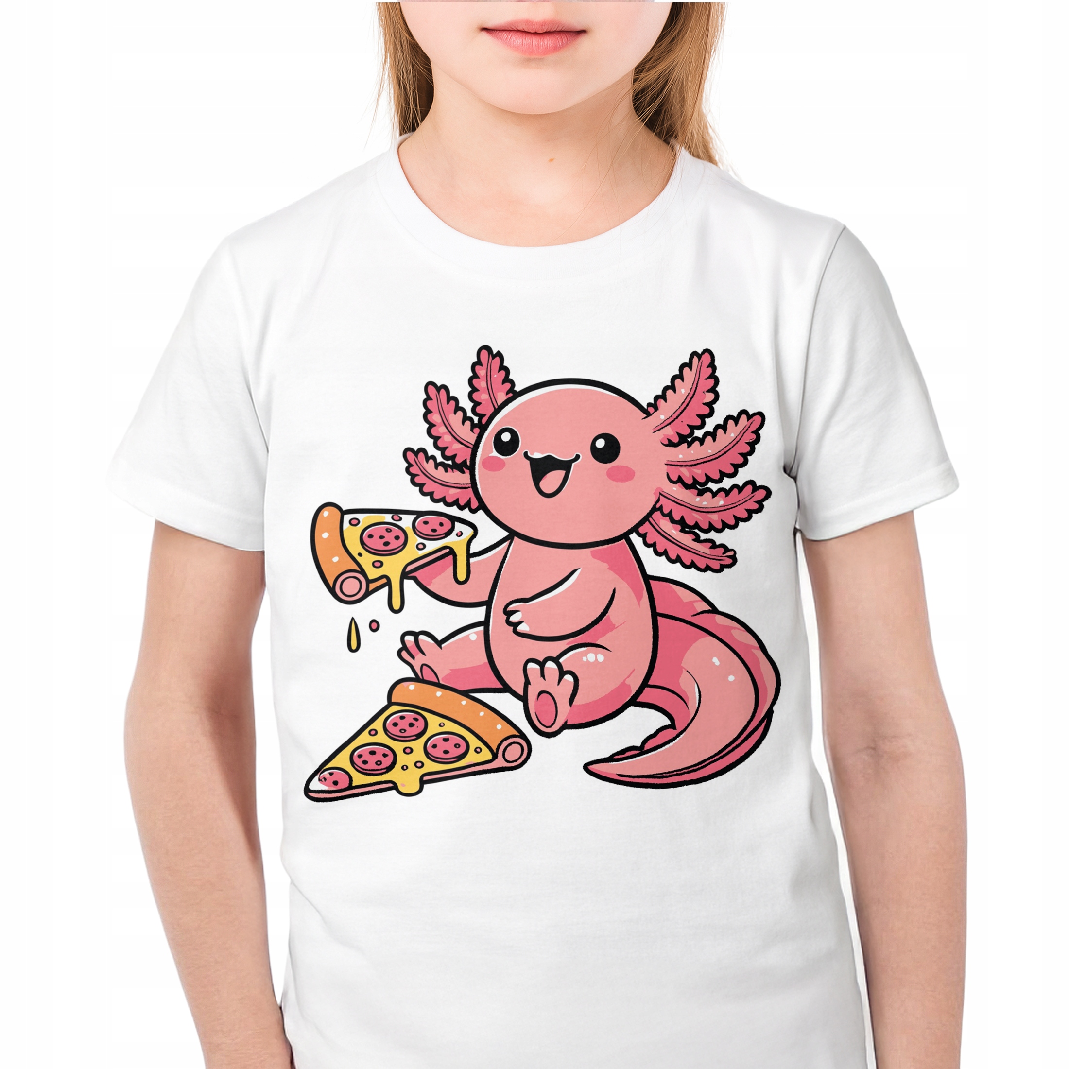 T-shirt dziecięcy biały Aksolotl Axolotl Różowy Zwierzak Viral