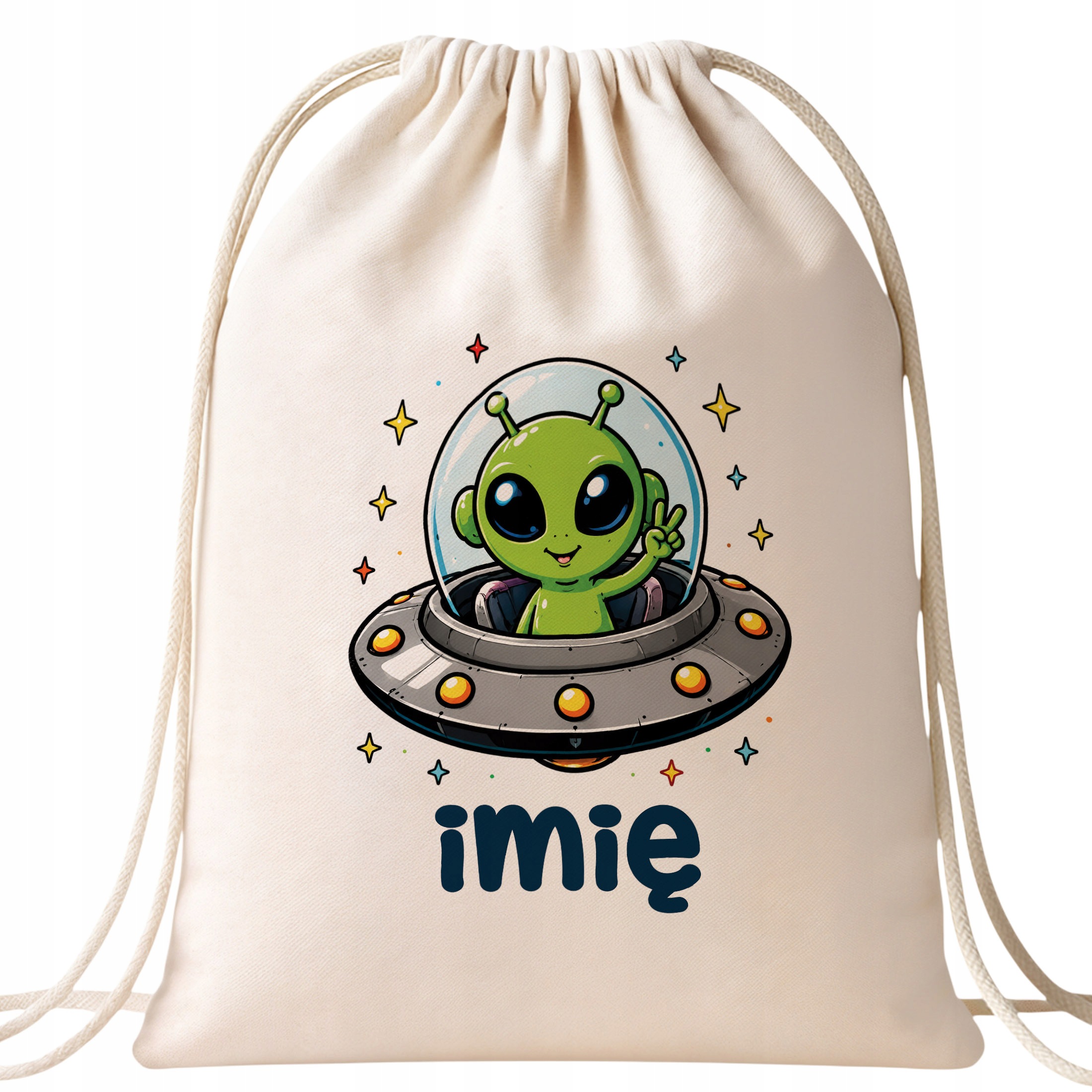Zestaw Personalizowany Plecak Worek Kubek Kosmita UFO Prezent