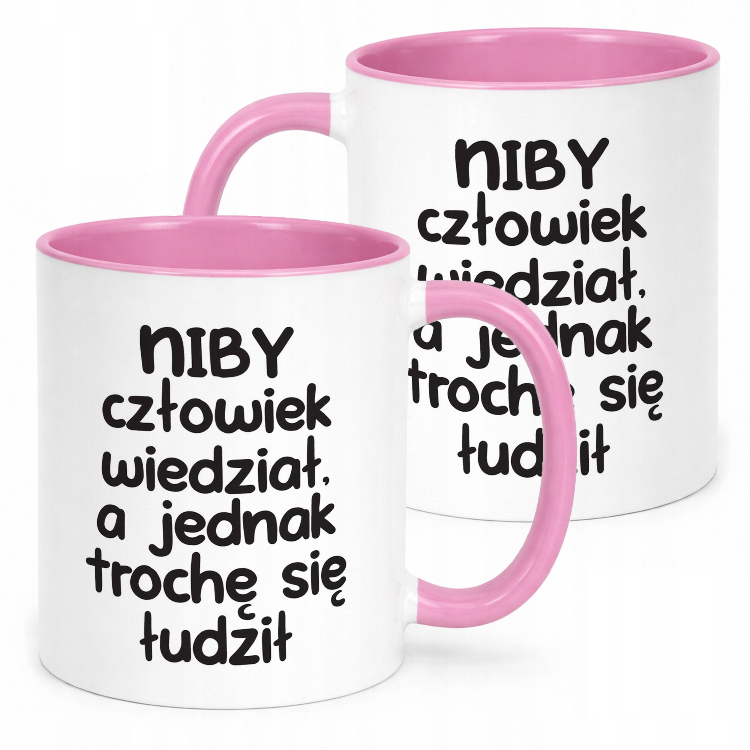 Kubek Różowy Niby Człowiek Wiedział Śmieszny Zabawny Prezent