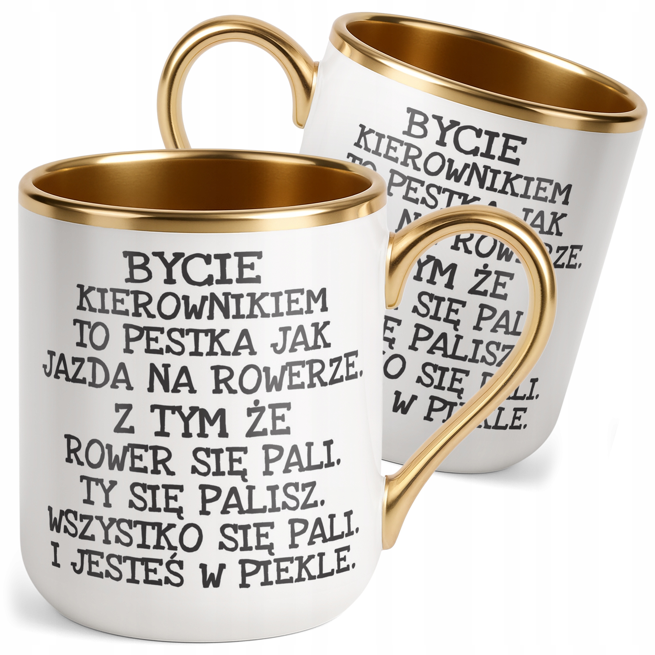 Kubek Premium Złoty Bycie Kierownikiem Dla Kierownika Zabawy Prezent