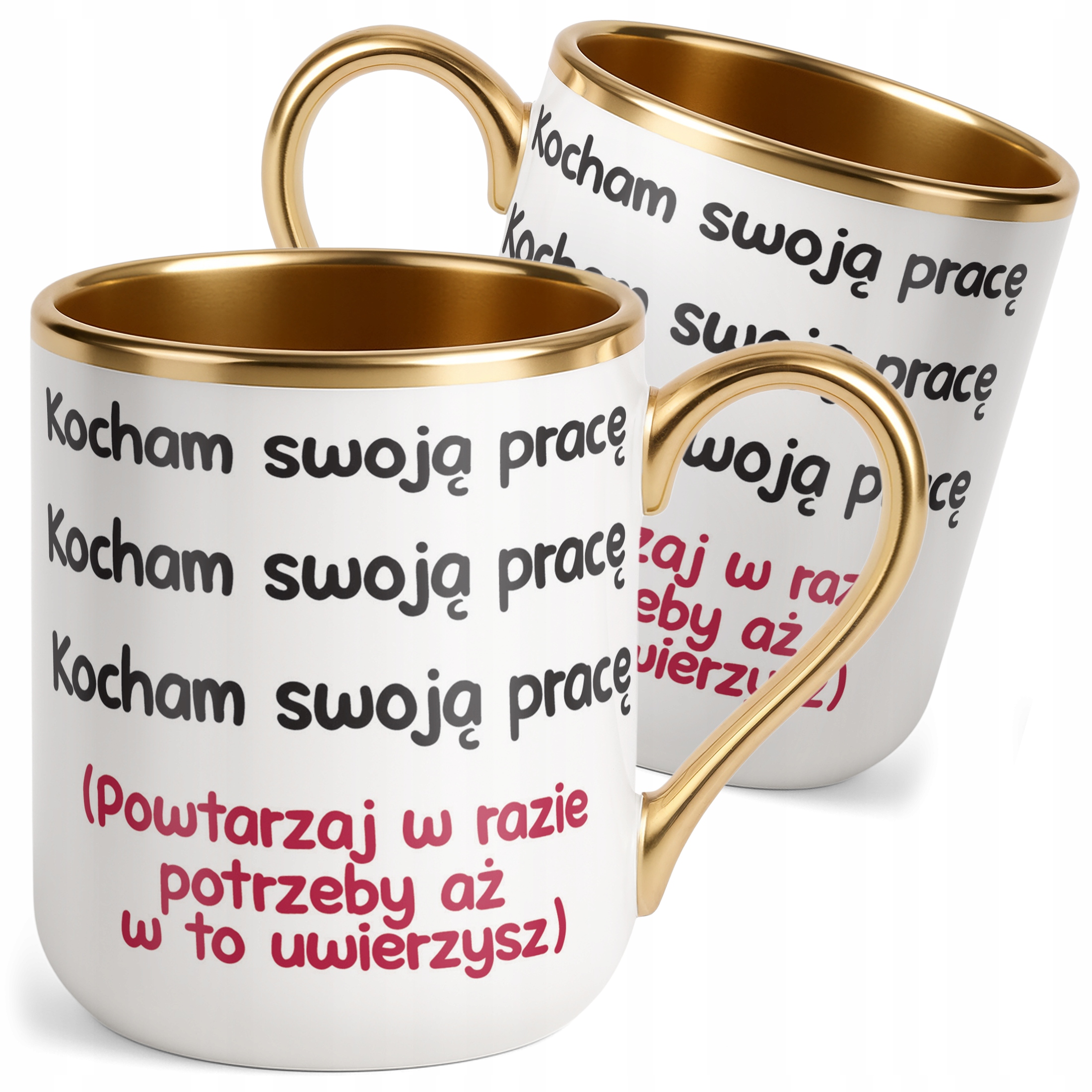 Kubek Premium Złoty Kocham Swoją Pracę Śmieszny Zabawny Prezent