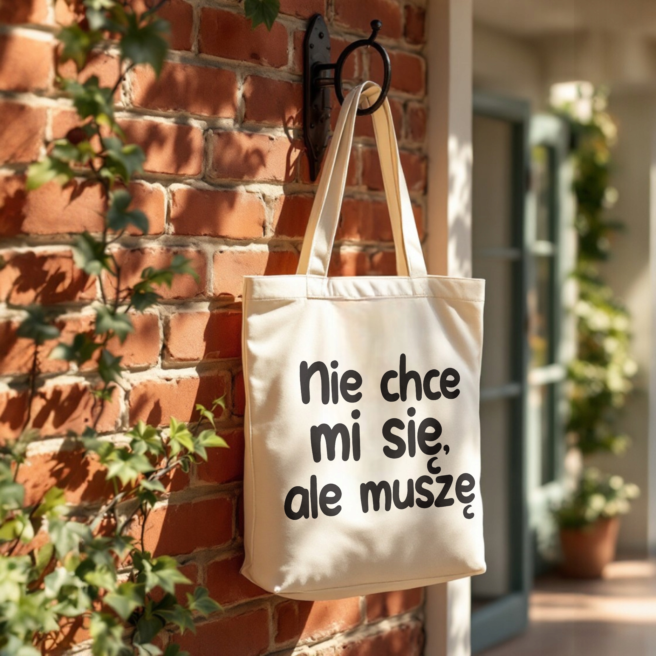 Torba bawełniana premium Nie Chcę Mi Się Ale muszę Zabawny Prezent