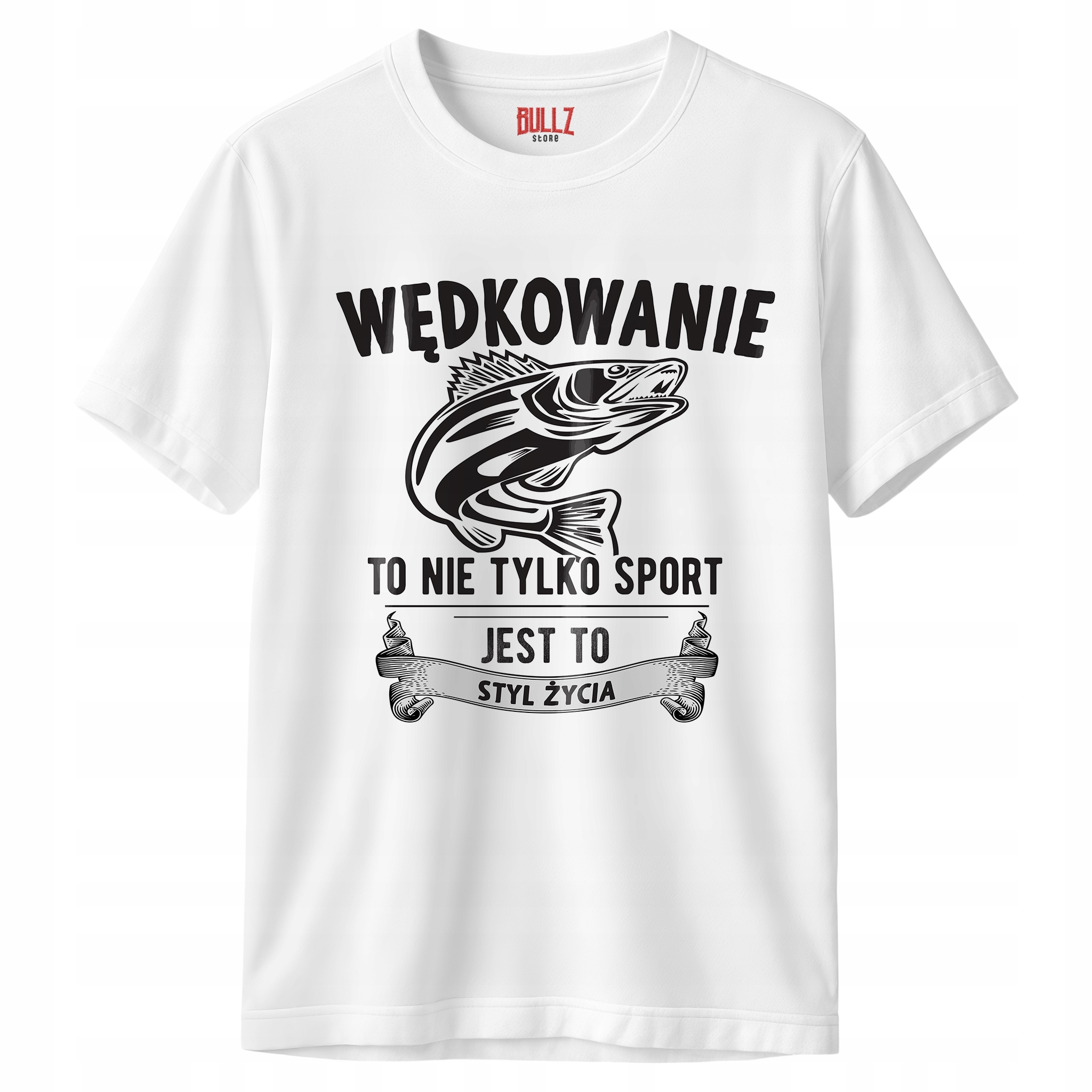 Koszulka biała męska Dla Wędkarza Wędkowanie Ryby Prezent