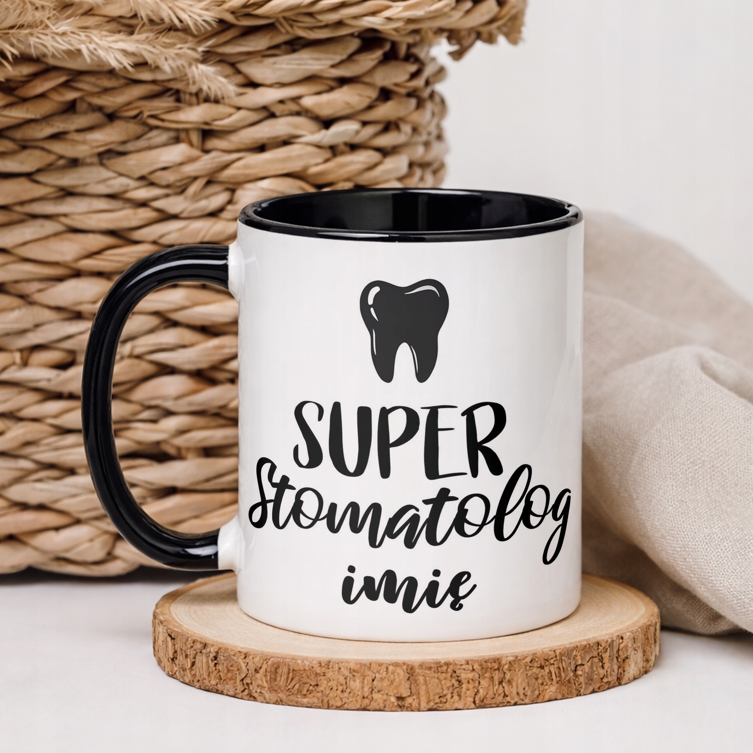 Kubek Czarny Personalizowany Super Stomatolog Prezent Upominek