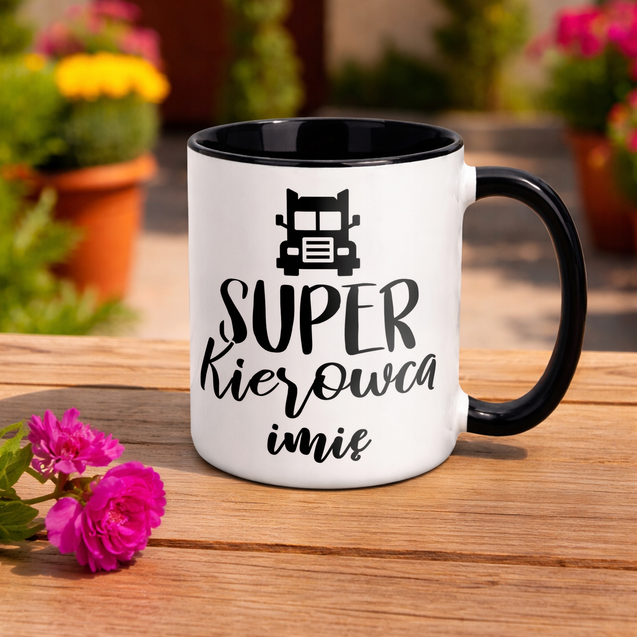 Kubek Czarny Personalizowany Super Kierowca Prezent Upominek