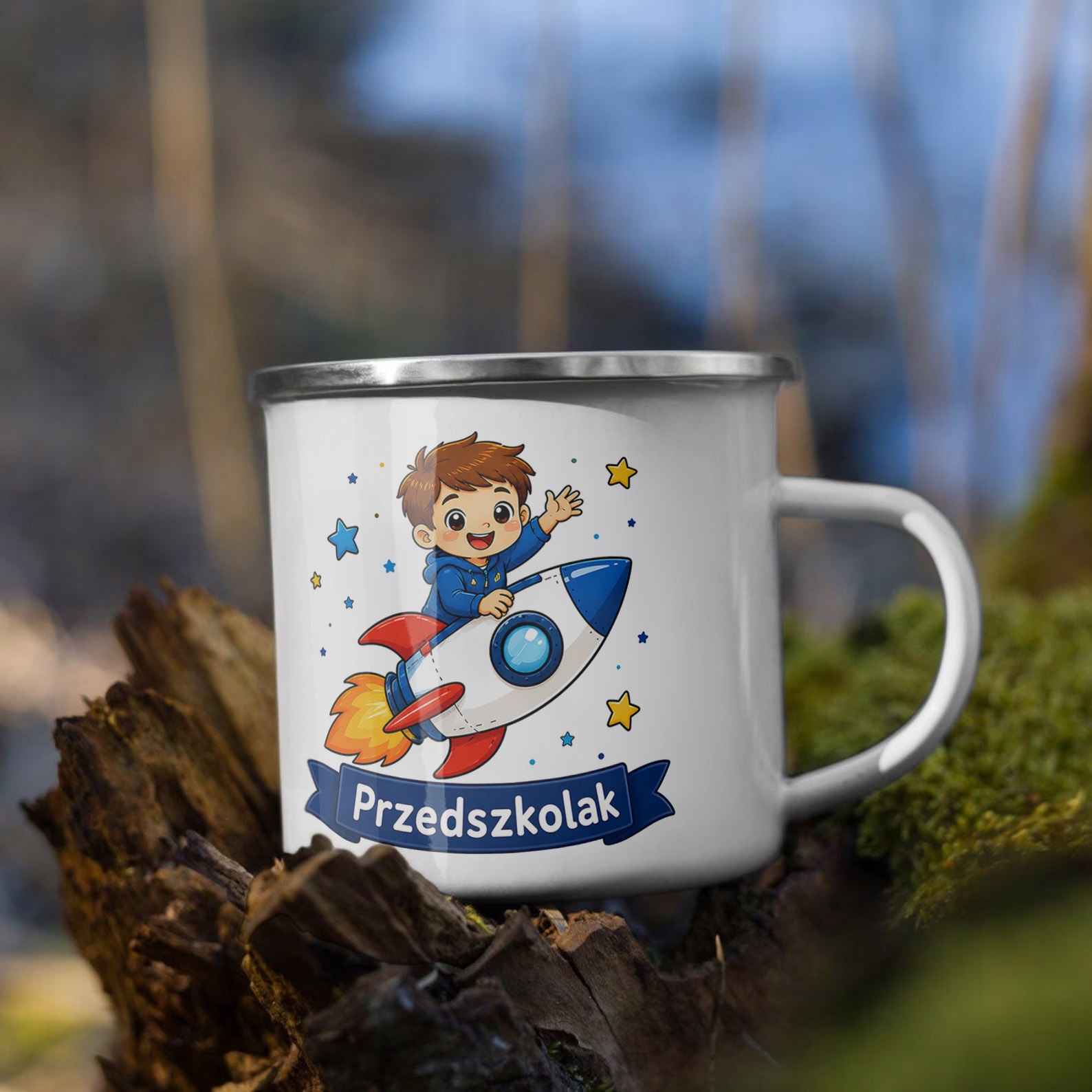 Zestaw Plecak Worek Kubek Emaliowany Z Nadrukiem Przedszkolak Szkoła