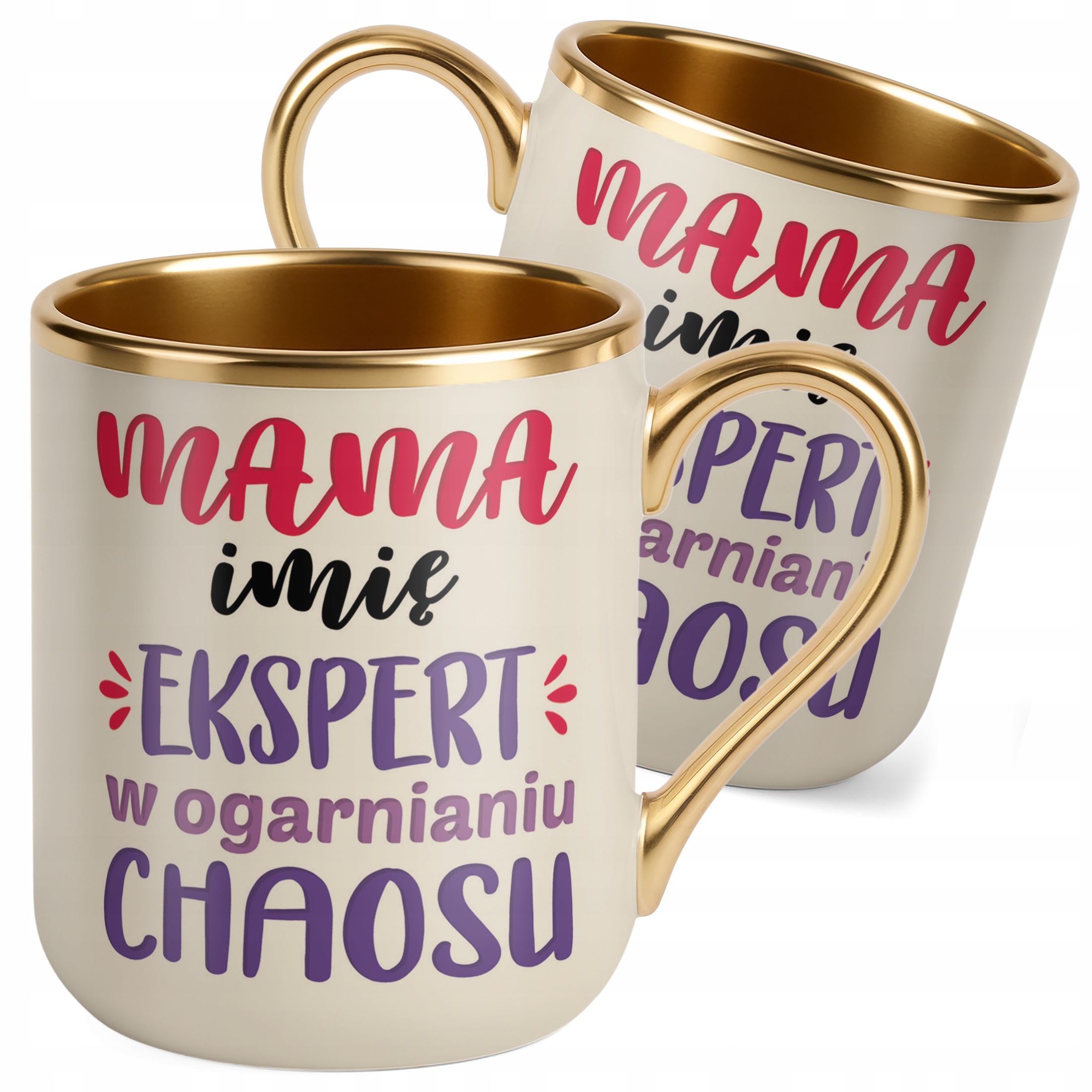 Kubek Premium Złoty Ecru Personalizowany Dzień Matki Dla Mamy