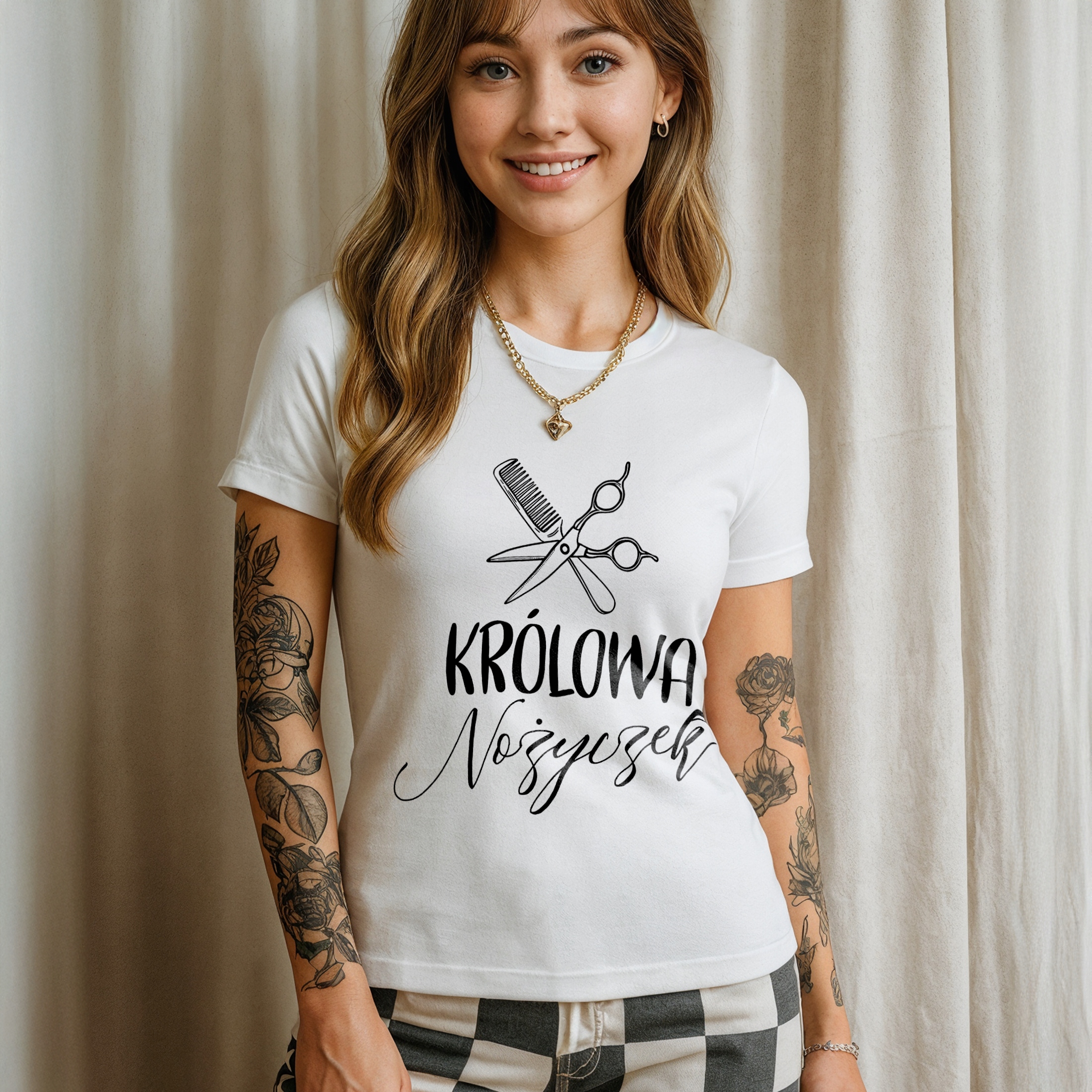 Koszulka biała damska Królowa Nożyczek Fryzjerka Prezent