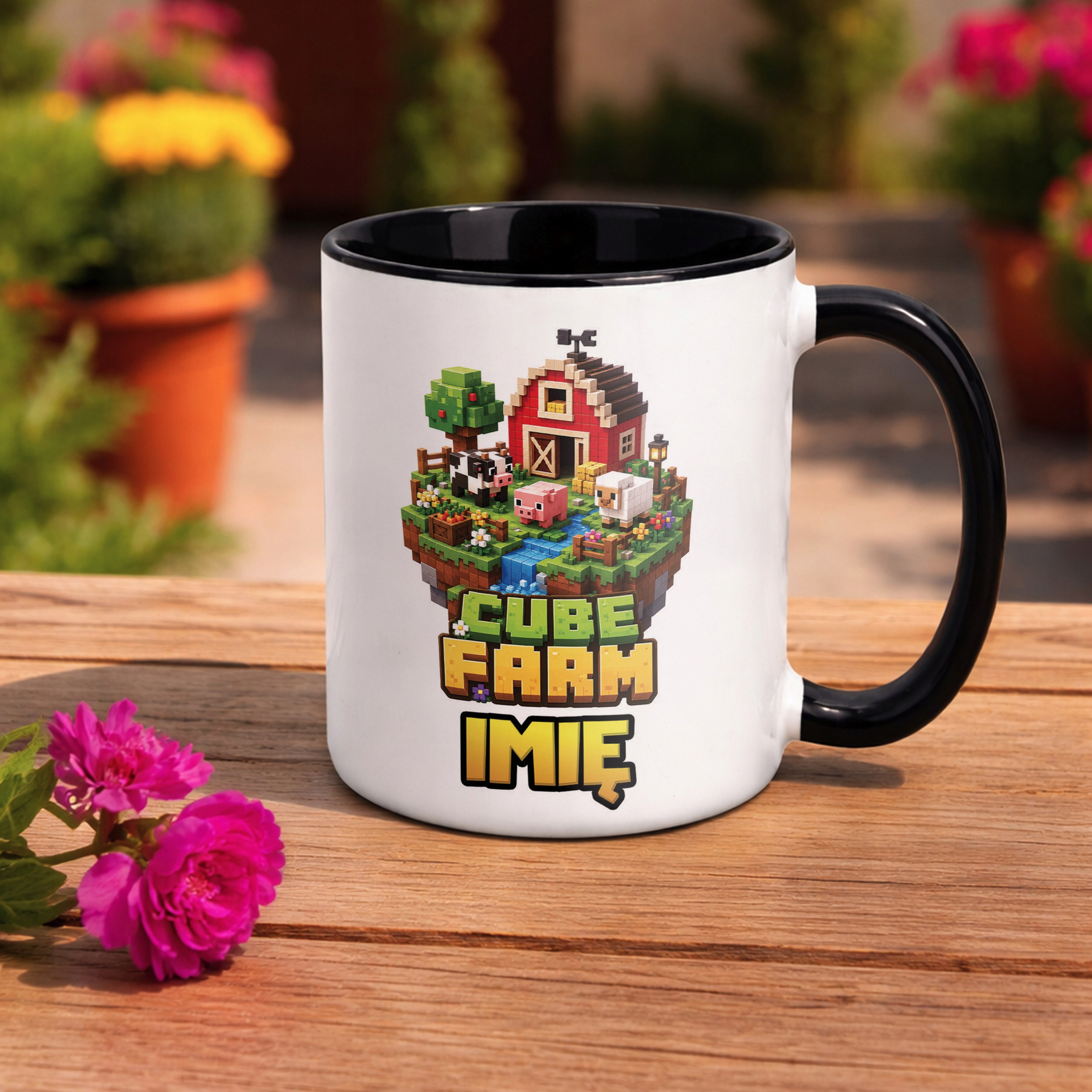 Zestaw Personalizowany Plecak Worek Kubek Czarny gra Cube Farm Prezent