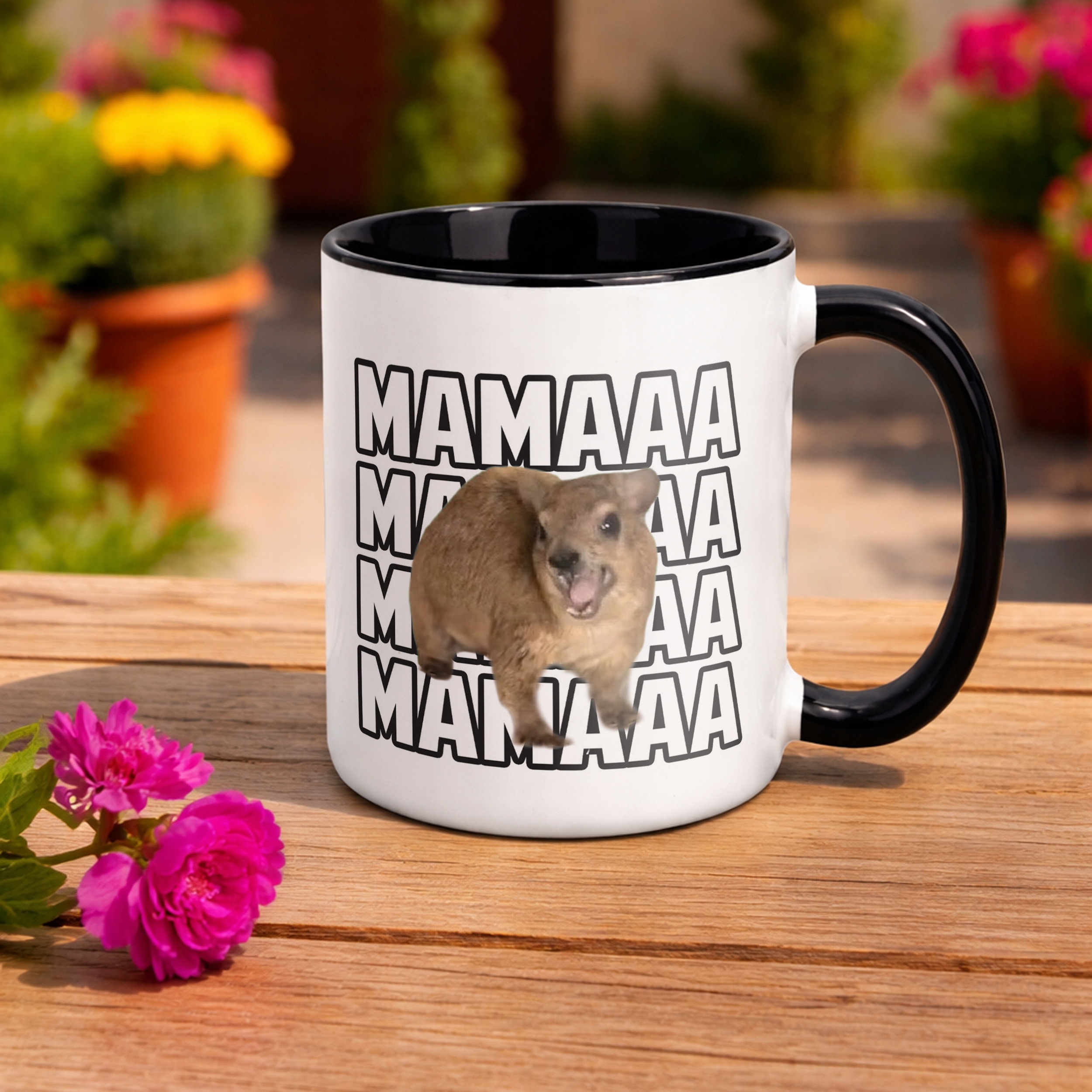 Kubek Czarny MAMA MAMA MAMAA Tiktok Viral Zwierzę Memy