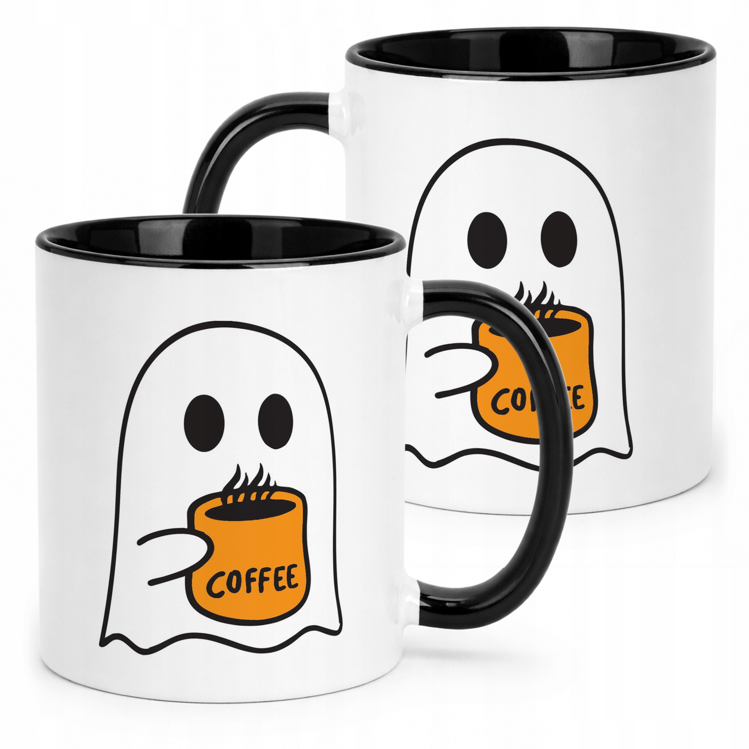 Kubek Czarny Halloween Jesień Dynia Duch Prezent Upominek