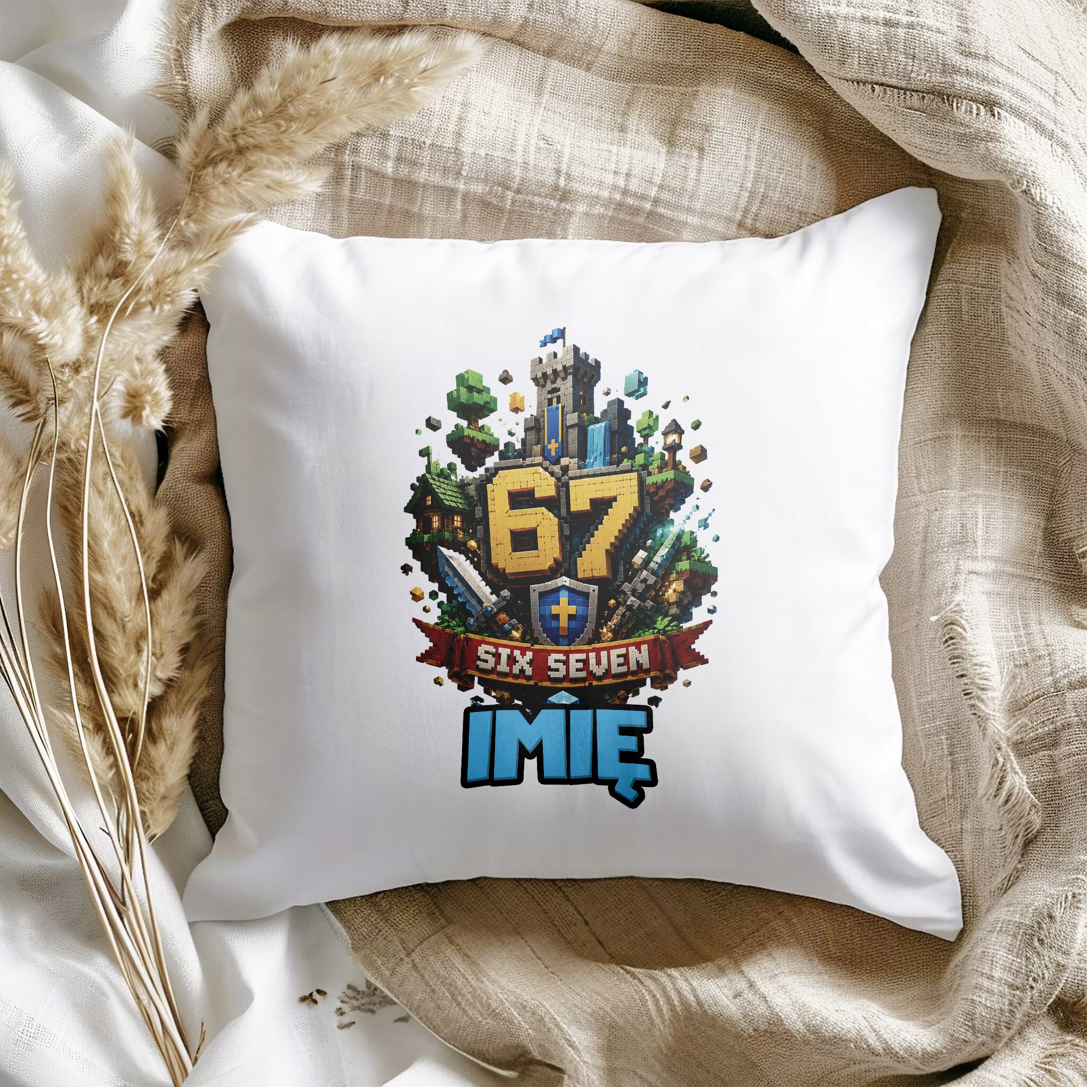 Zestaw Personalizowany Kubek Czarny Poduszka 67 Six Seven Prezent