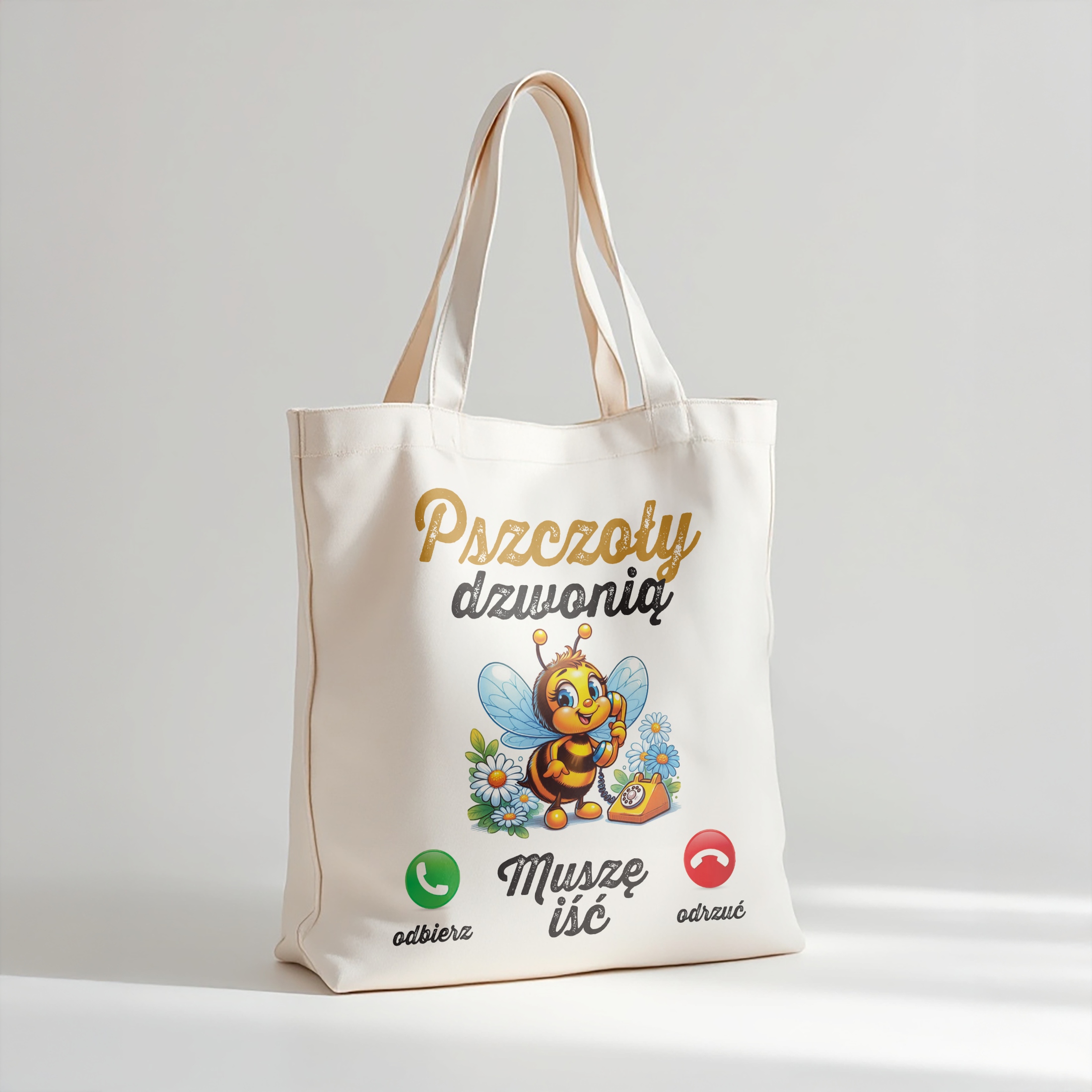 Torba bawełniana premium Pszczoły Dzownią Zabawny Prezent