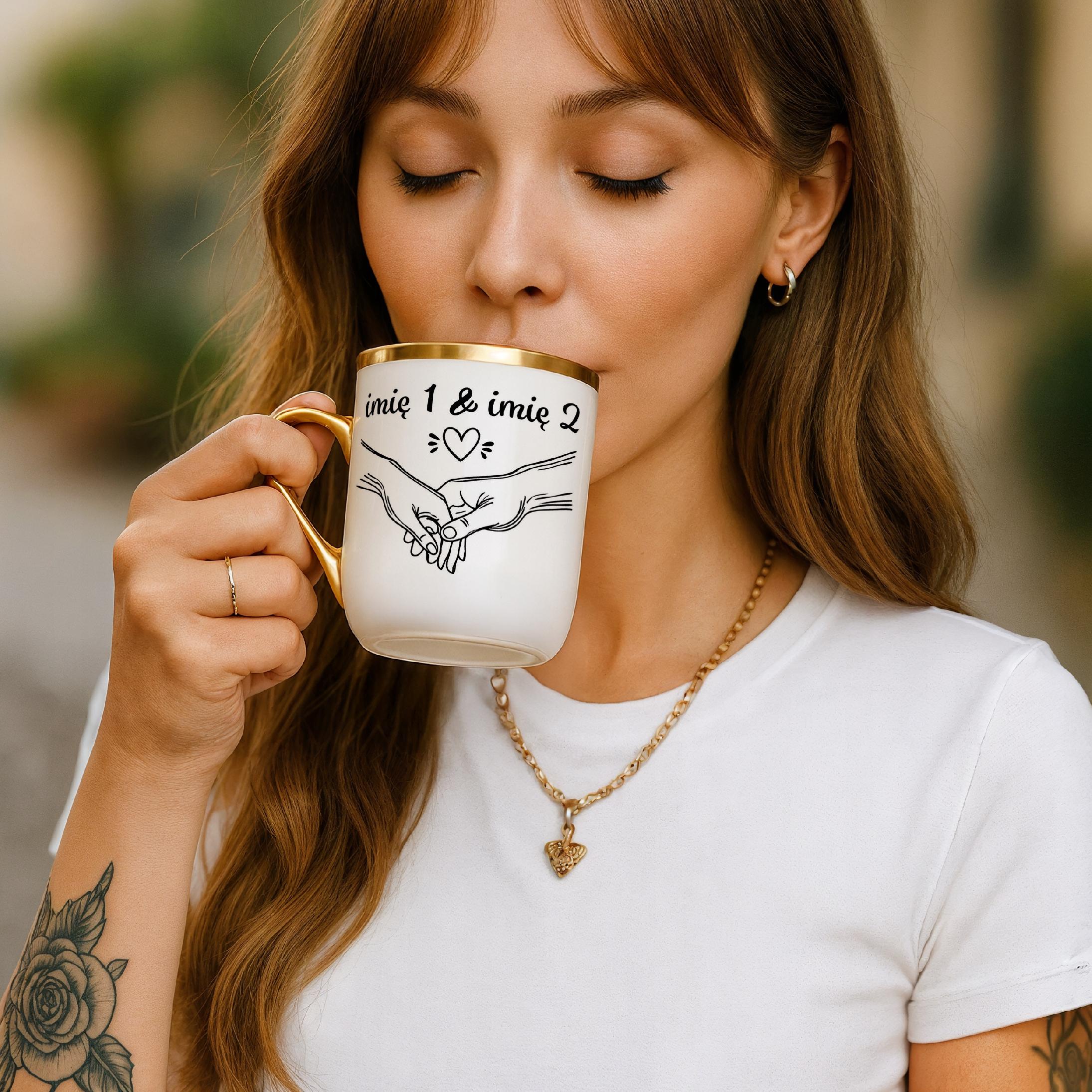 Kubek Premium Złoty Personalizowany Na Walentynki Kocham Cię Prezent
