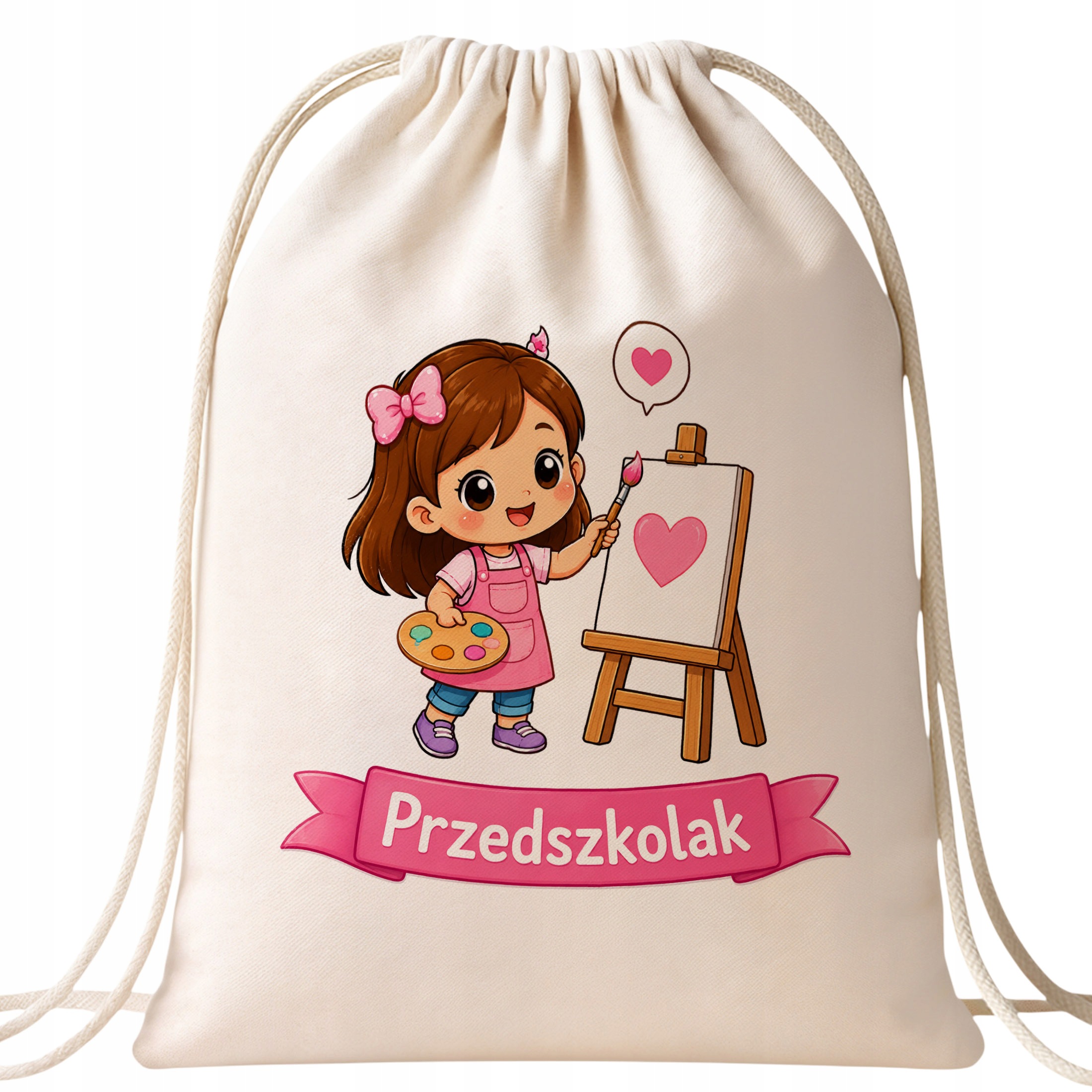 Zestaw Plecak Worek Kubek Różowy Z Nadrukiem Przedszkolak Dla Dzieci