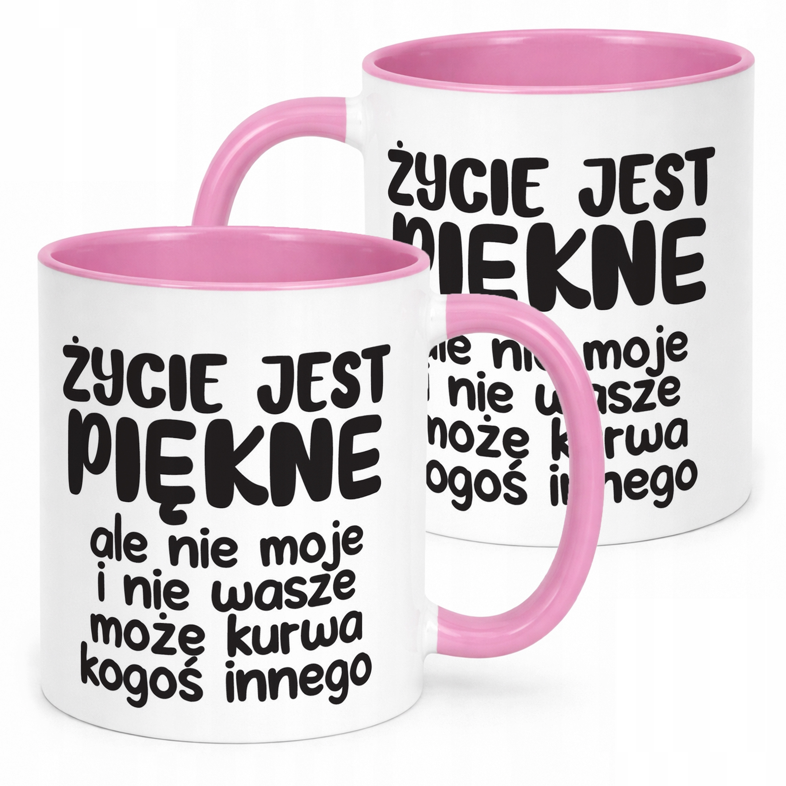 Kubek Różowy Życie Jest Piękne Śmieszny Zabawny Prezent