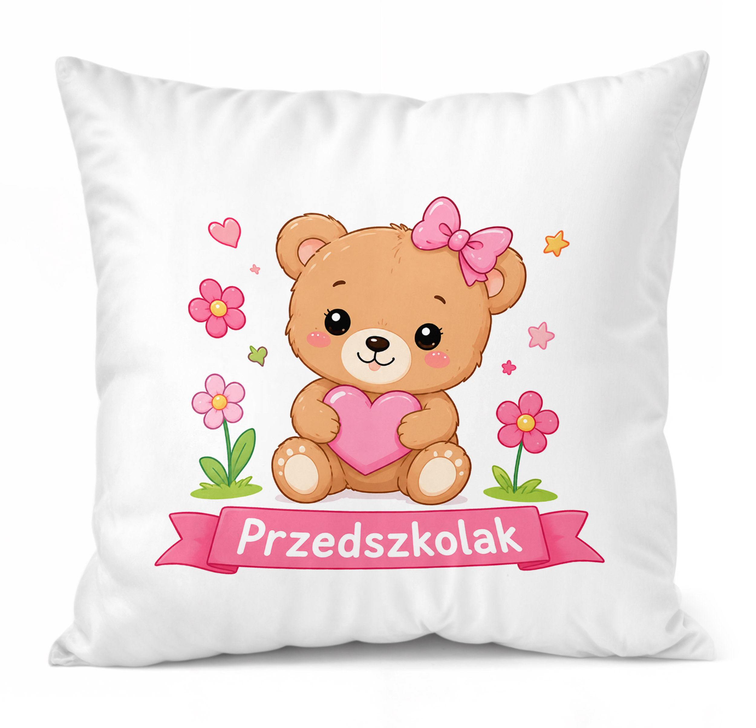Zestaw Kubek Różowy Poduszka Z Nadrukiem Przedszkolak Szkoła Prezent