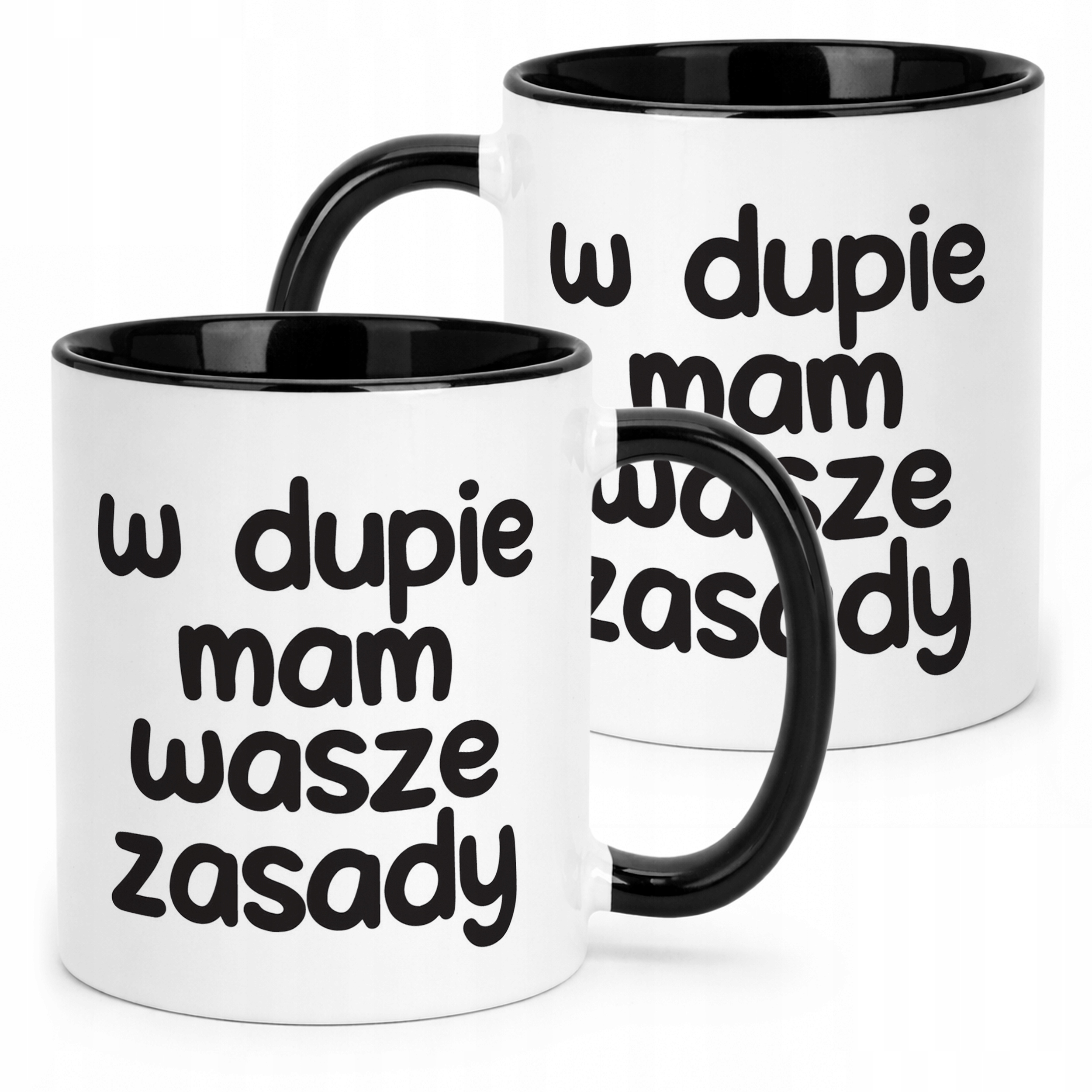 Kubek Czarny W D*pie Mam Wasze Zasady Śmieszny Zabawny Prezent