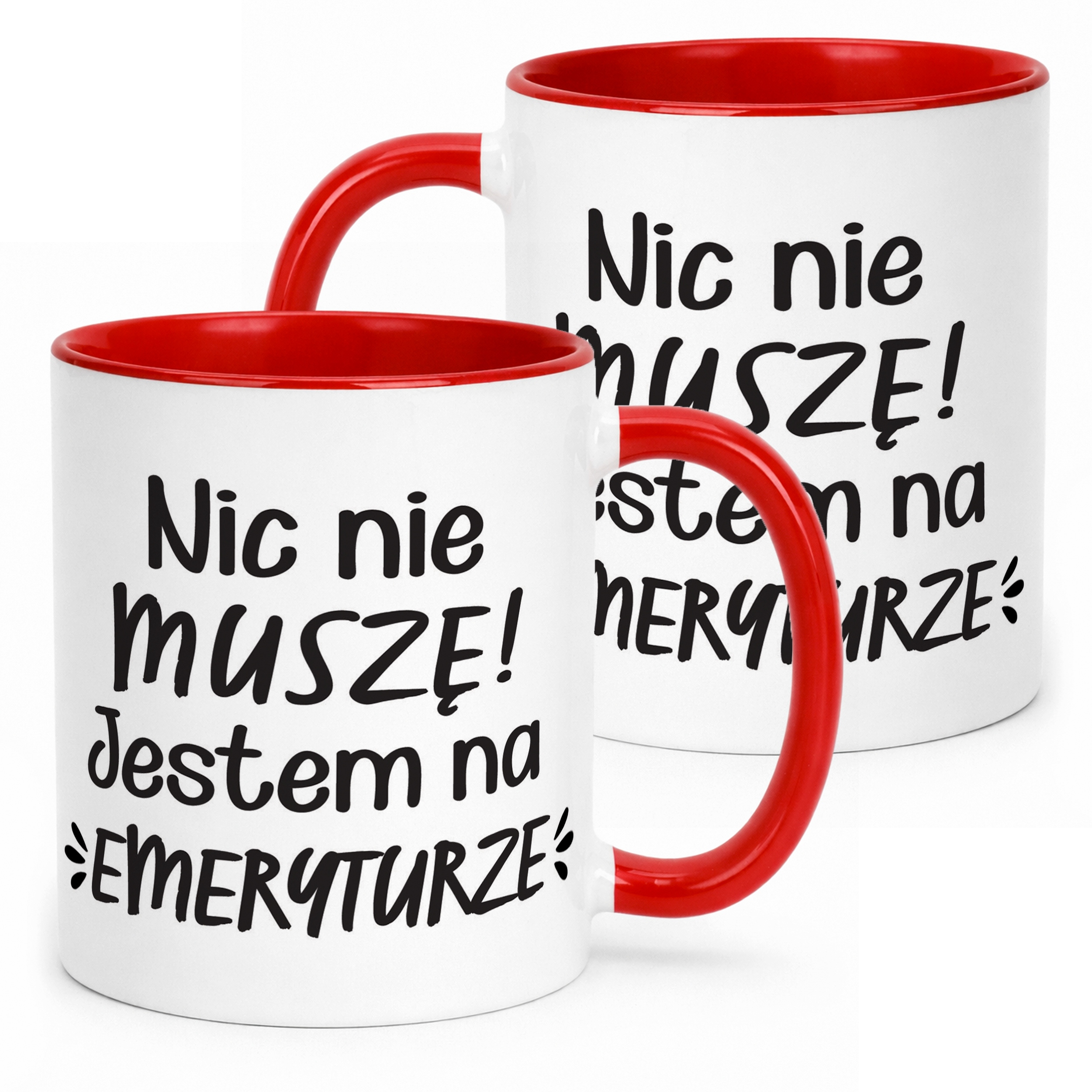 Kubek Czerwony z okazji Emerytury Dla Emeryta Emerytki Prezent Upominek