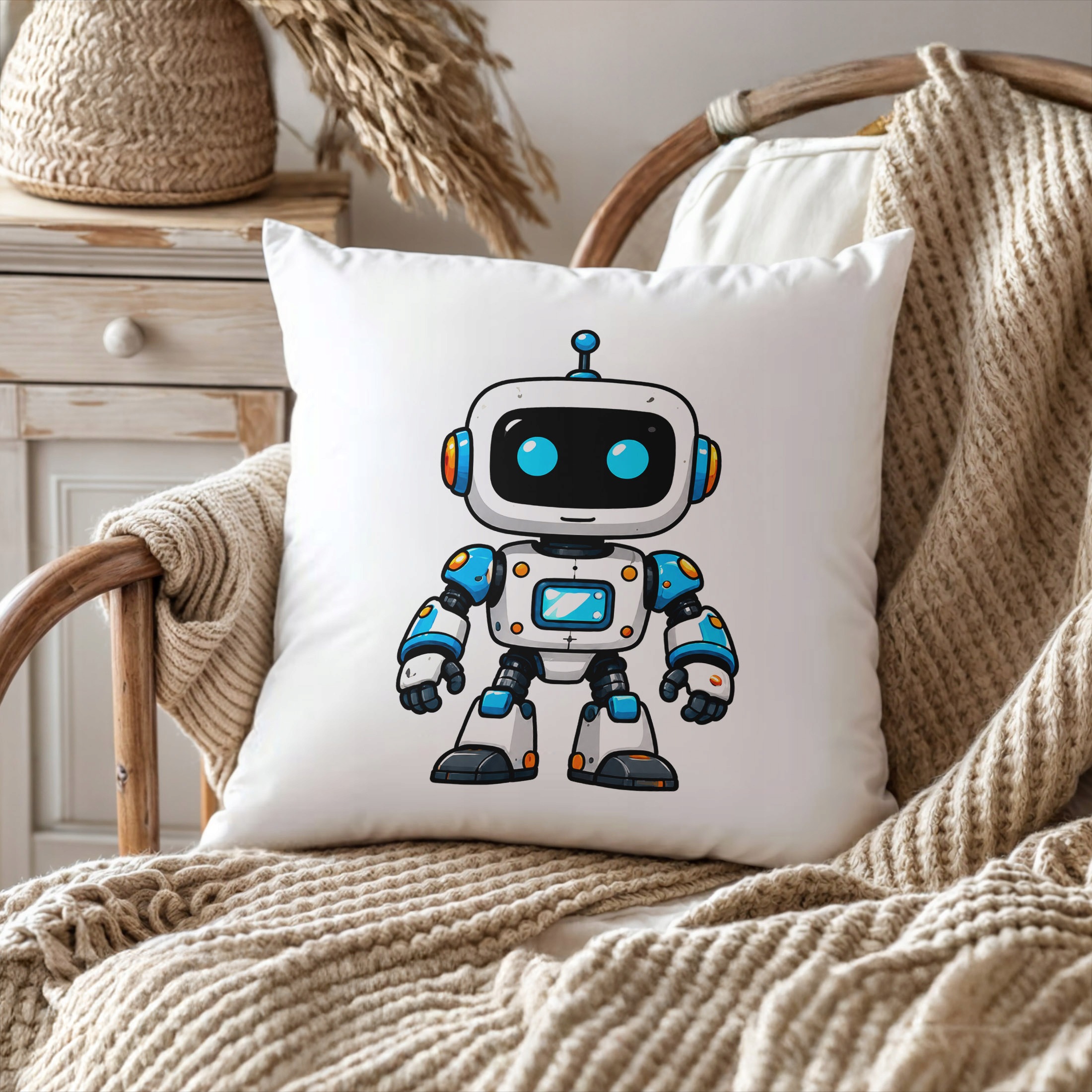 Poduszka Jasiek z nadrukiem 38x38cm Robot Dla Dzieci Prezent