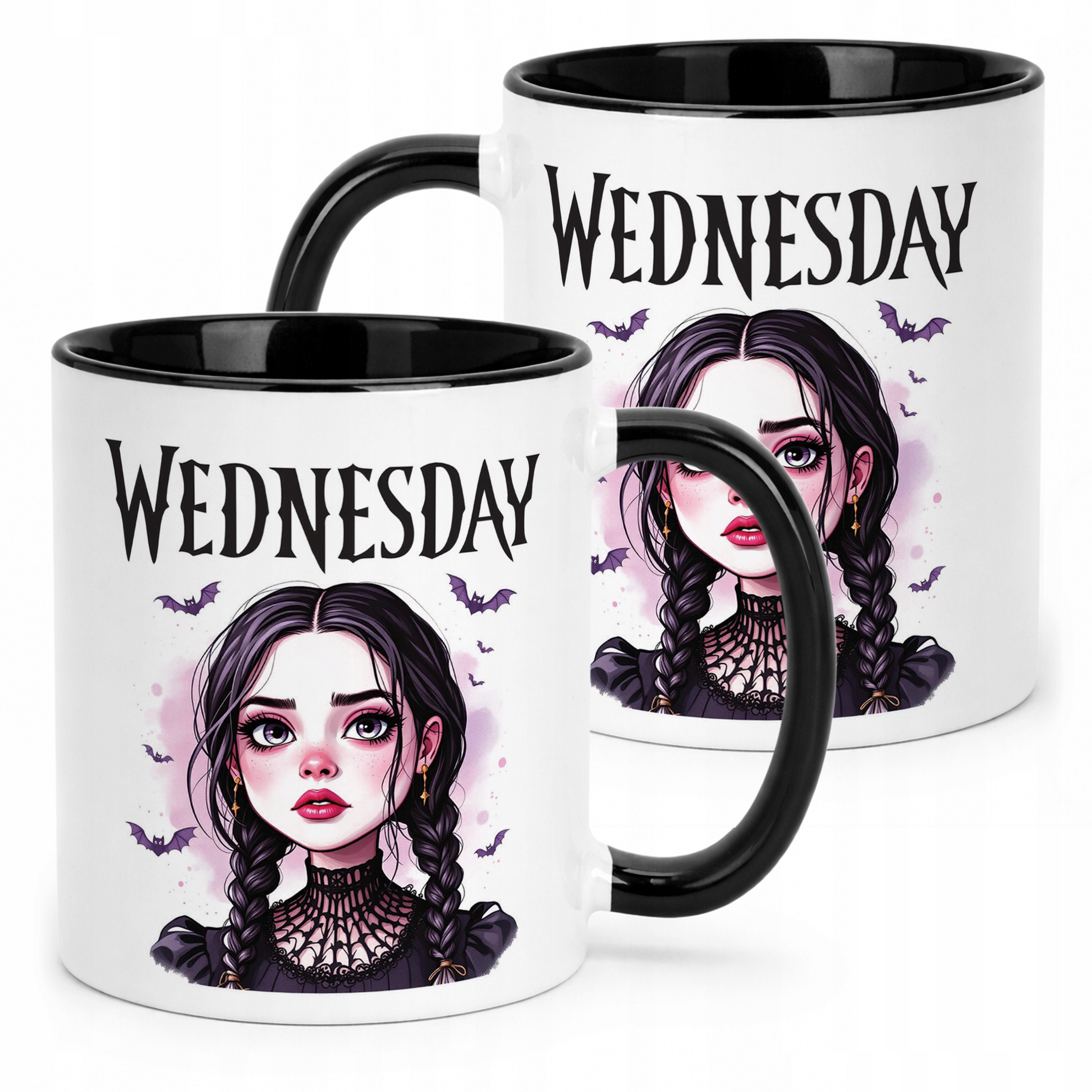 Kubek Czarny Nevermore Wednesday Addams Dla Fanów Prezent