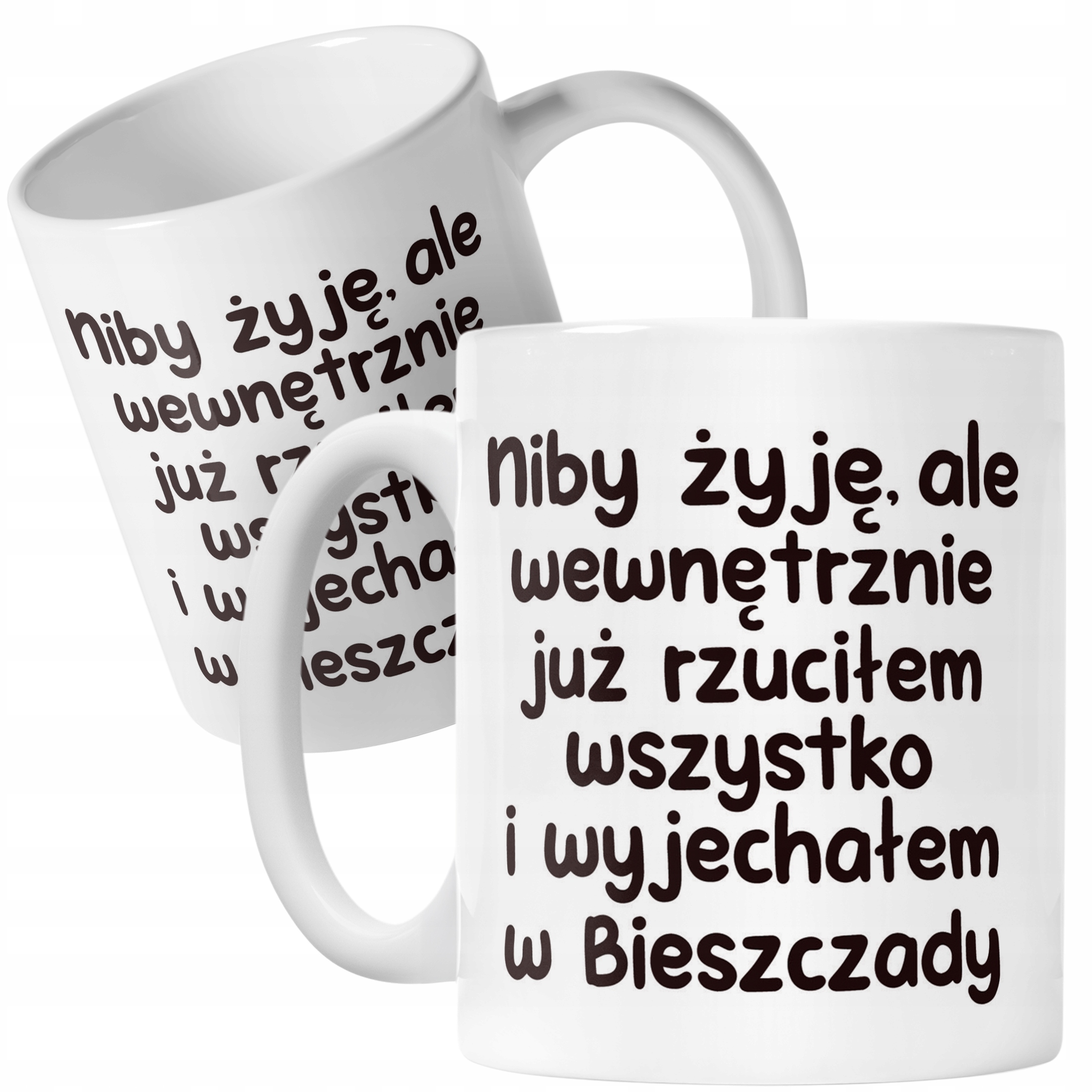 Kubek ceramiczny Niby Żyję Ale Wewnętrznie Śmieszny Zabawny Prezent