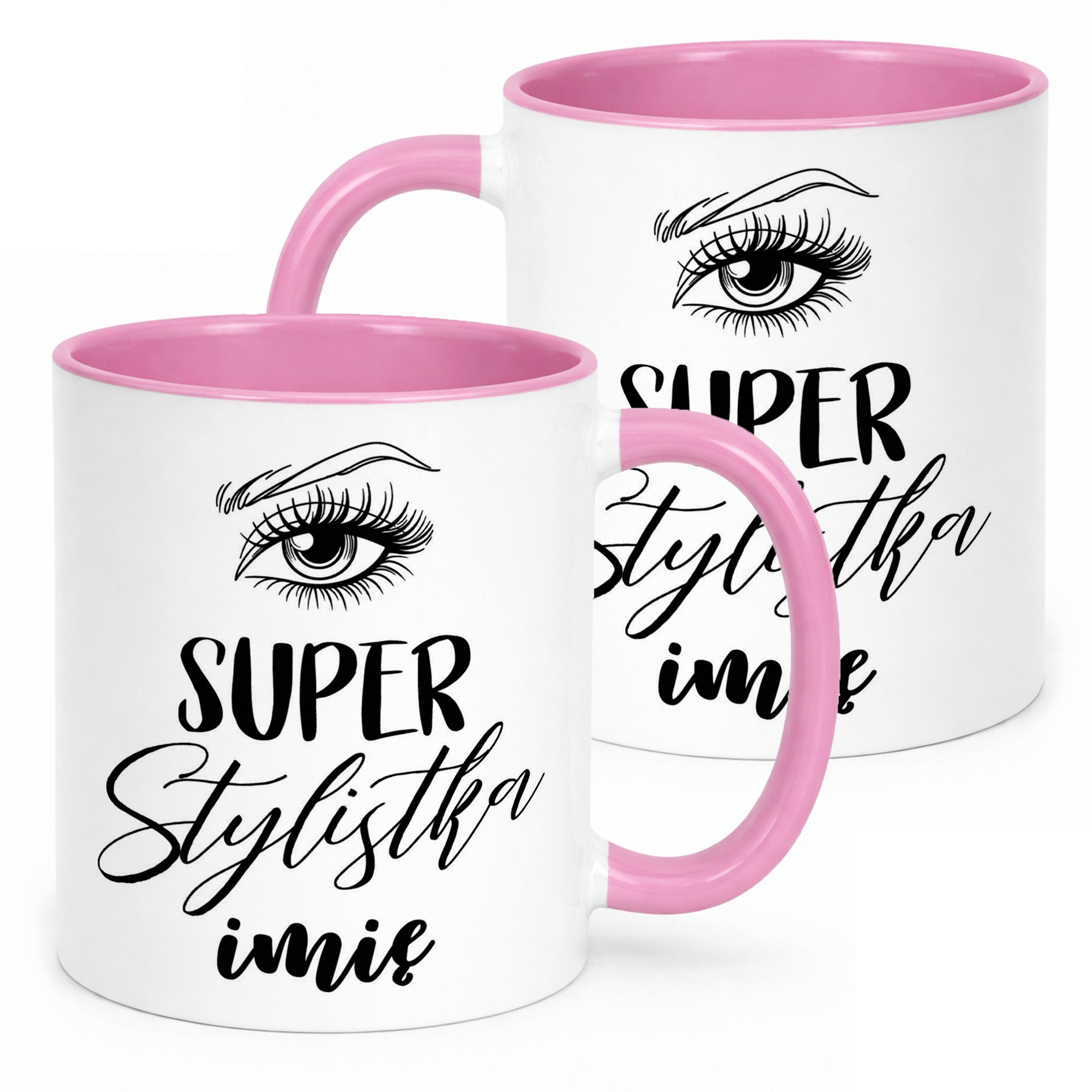 Kubek Różowy Personalizowany Super Stylistka Rzęs Brwi Prezent