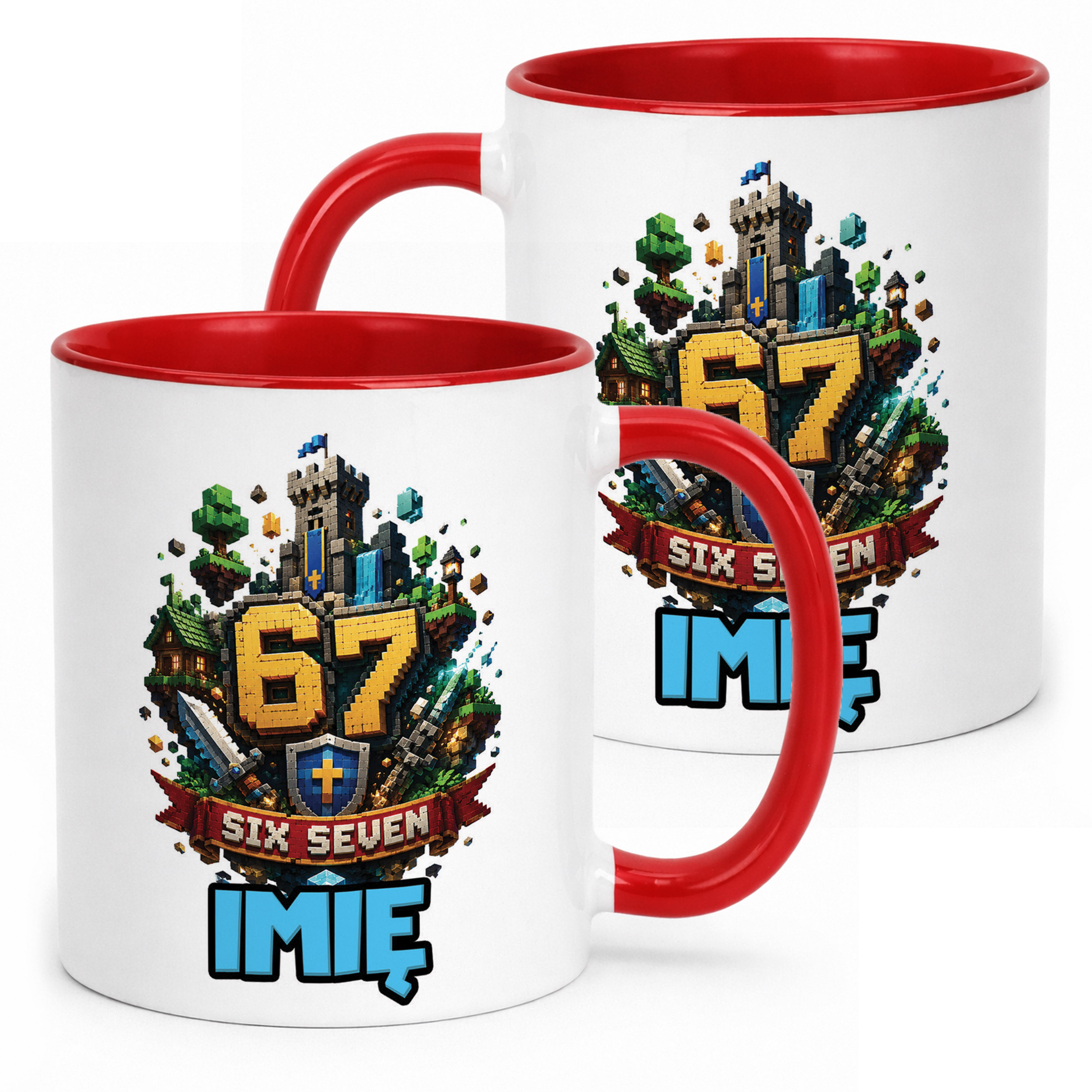 Kubek Czerwony z nadrukiem personalizowany SIX SEVEN Dla Dzieci Prezent