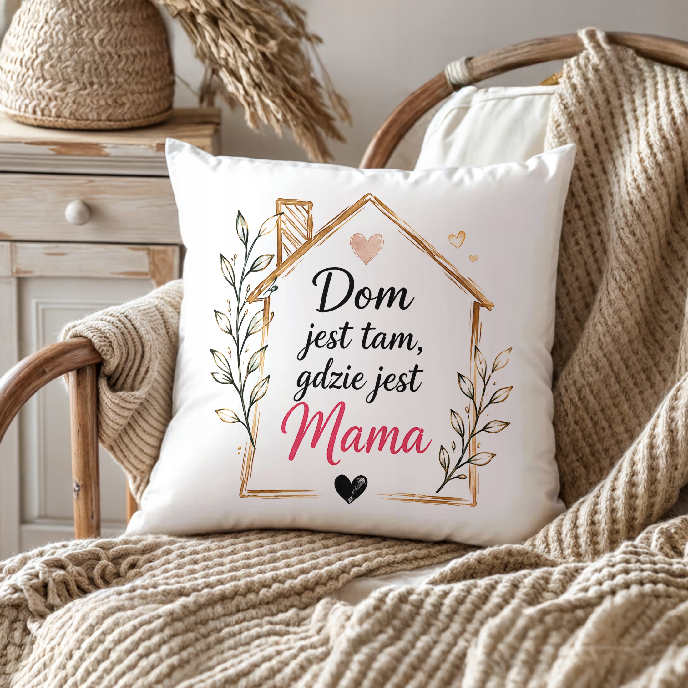 Poduszka dla mamy 38x38cm prezent na Dzień Matki uroczy upominek dla mamy
