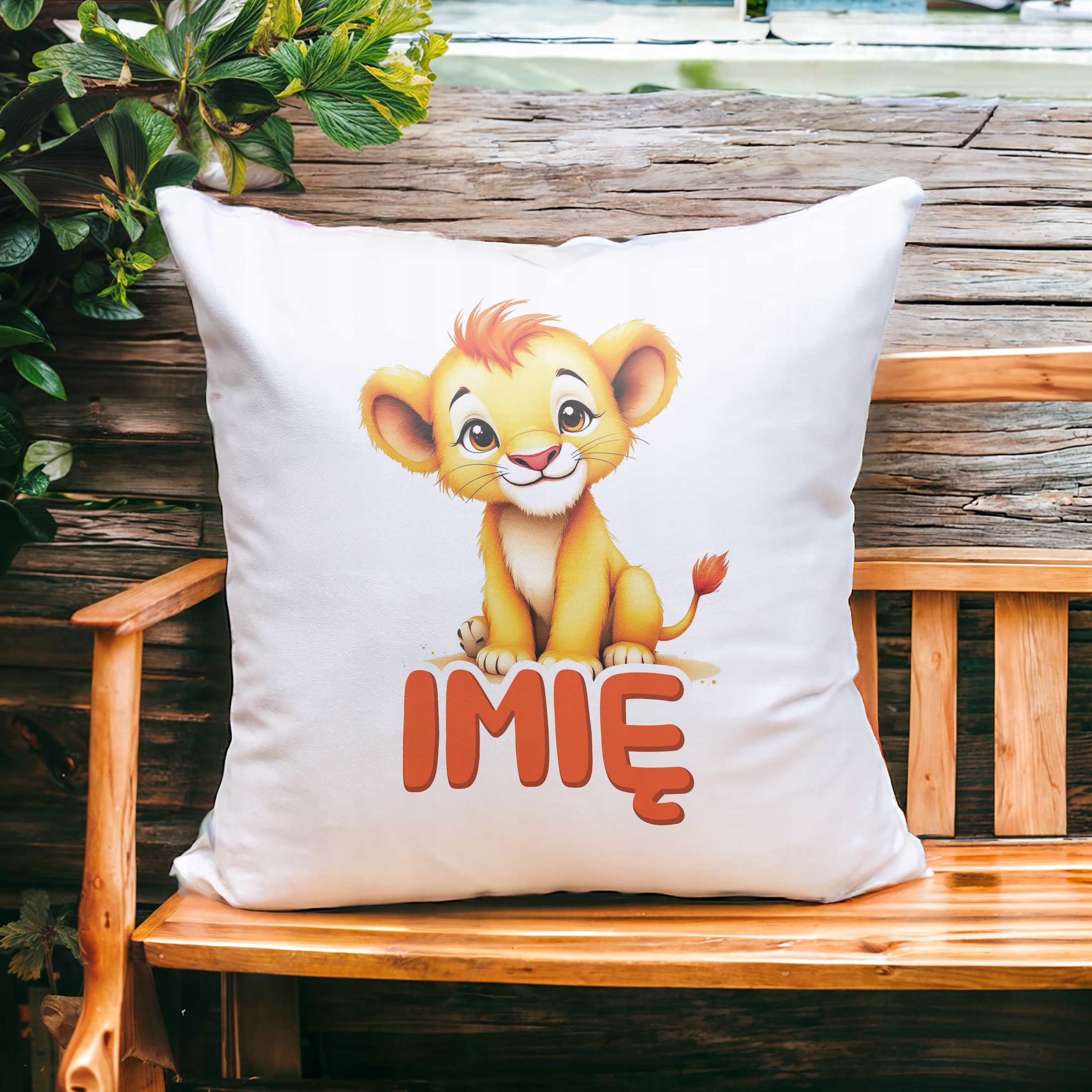 Poduszka 38x38cm Personalizowana Lew Zwierzak Słodki Dla Dzieci