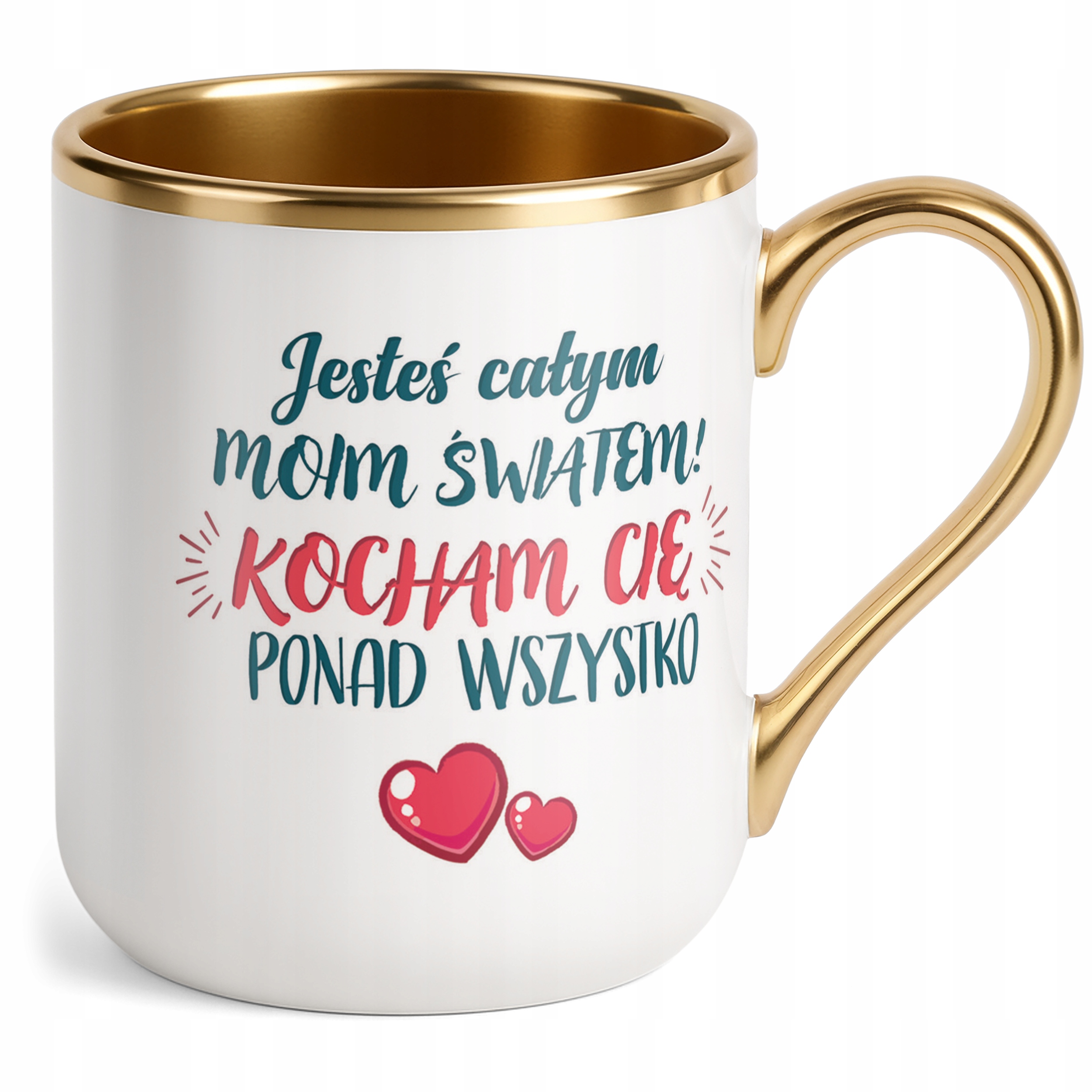 Kubek Premium Złoty Personalizowany Na Walentynki Kocham Cię Prezent