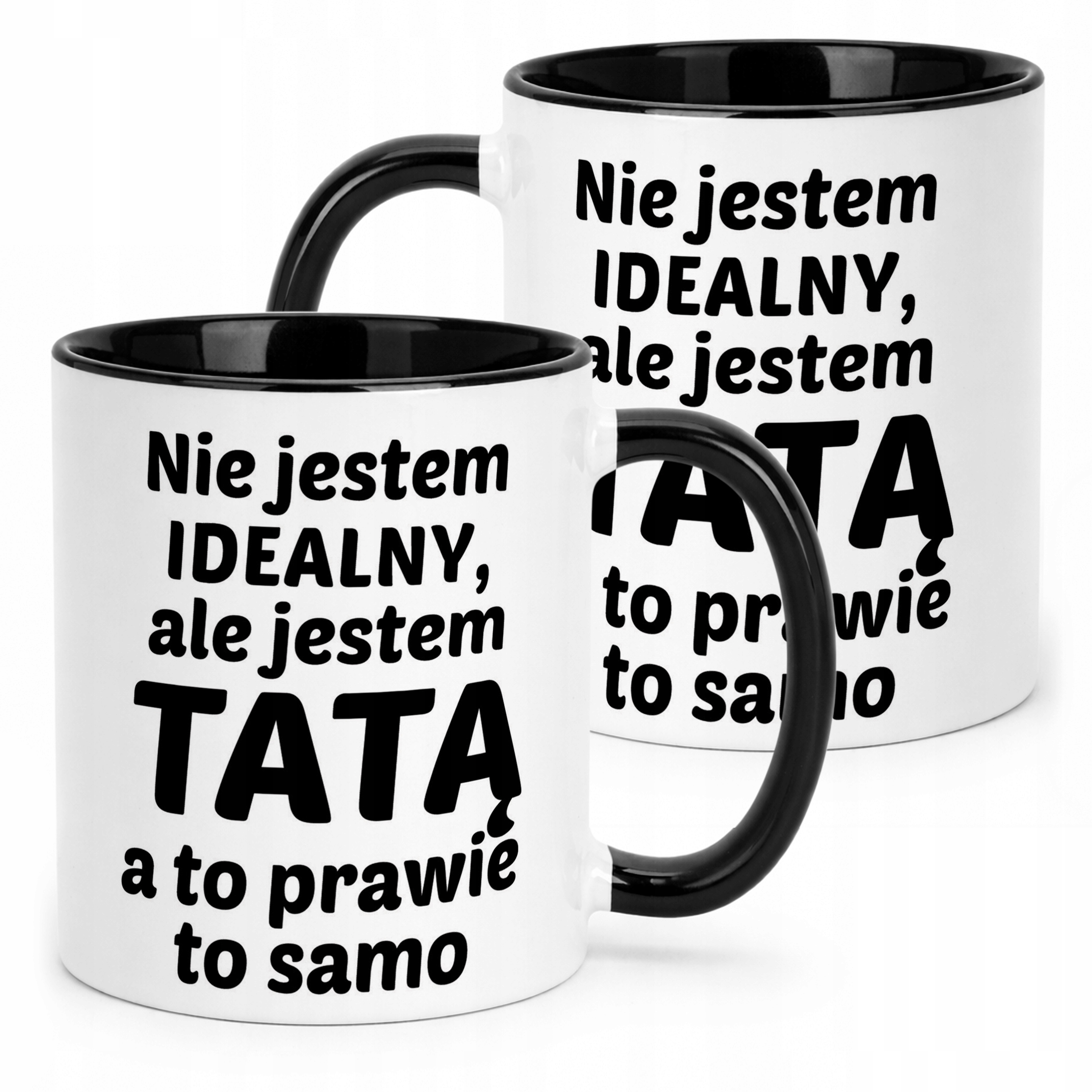 Kubek Czarny Dzień Ojca Dla Taty Nie Jestem Idealny Prezent