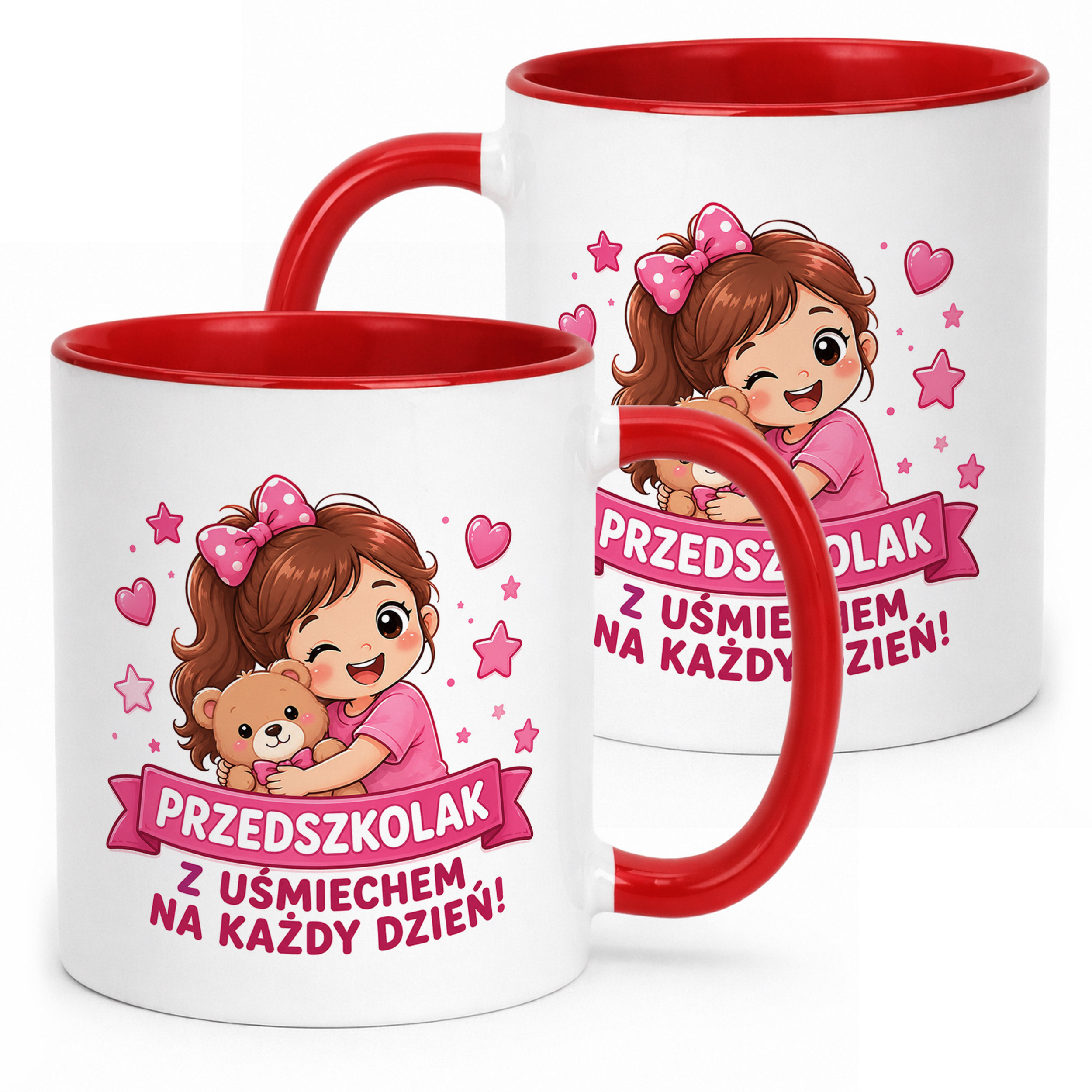 Kubek Czerwony z nadrukiem Przedszkolak Szkoła Dla Dzieci Prezent