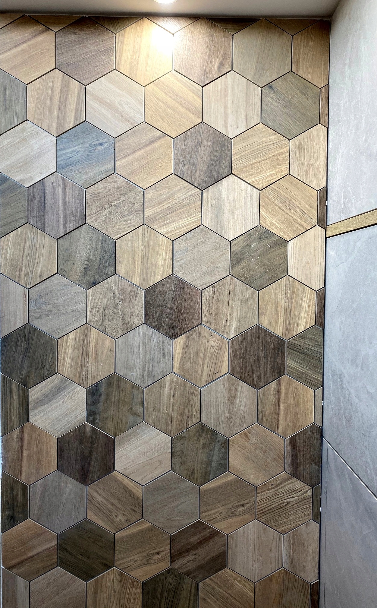 Płytki heksagon drewno PLASTER MIODU multicolor