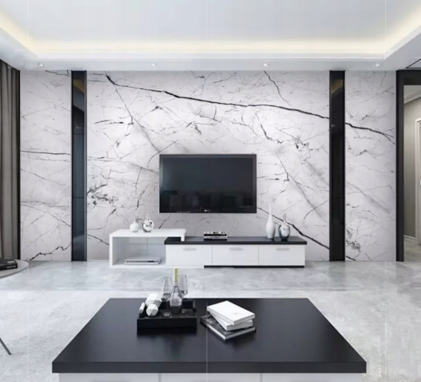 Gres wielkoformatowy BIAŁY MARMUR ŻYŁKA Wysoki POŁYSK 120x280 - DUŻA ILOŚĆ