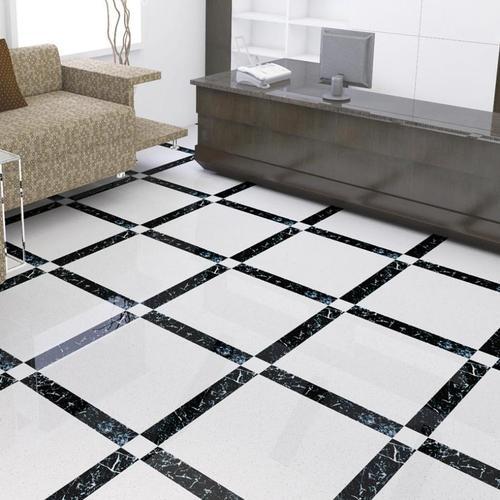 Gres polerowany BIAŁY MARMUR + czarna ramka POŁYSK