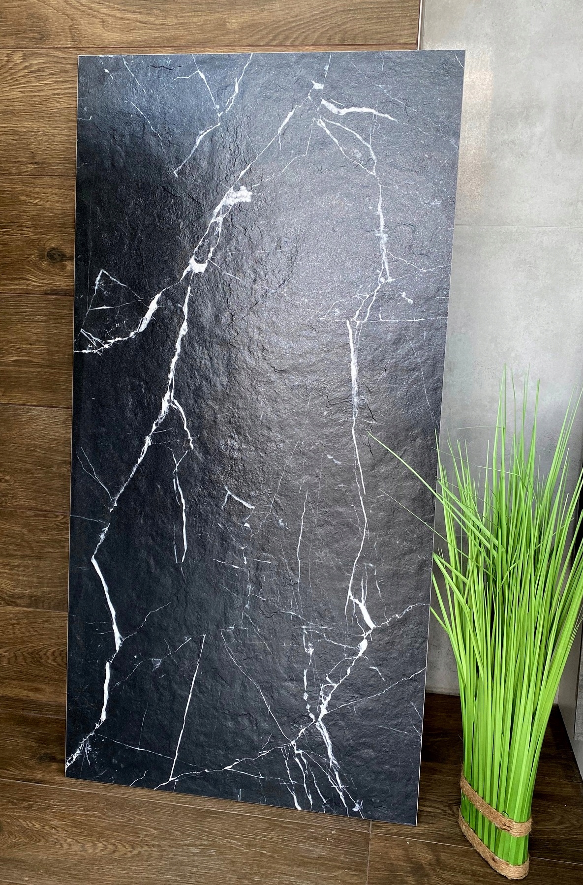 CZARNY KAMIEŃ 120X60 GRES STRUKTURA MARMUR ŻYŁKI