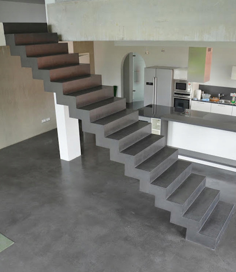 Szare betonowe płytki na schody 100x30 atest R10