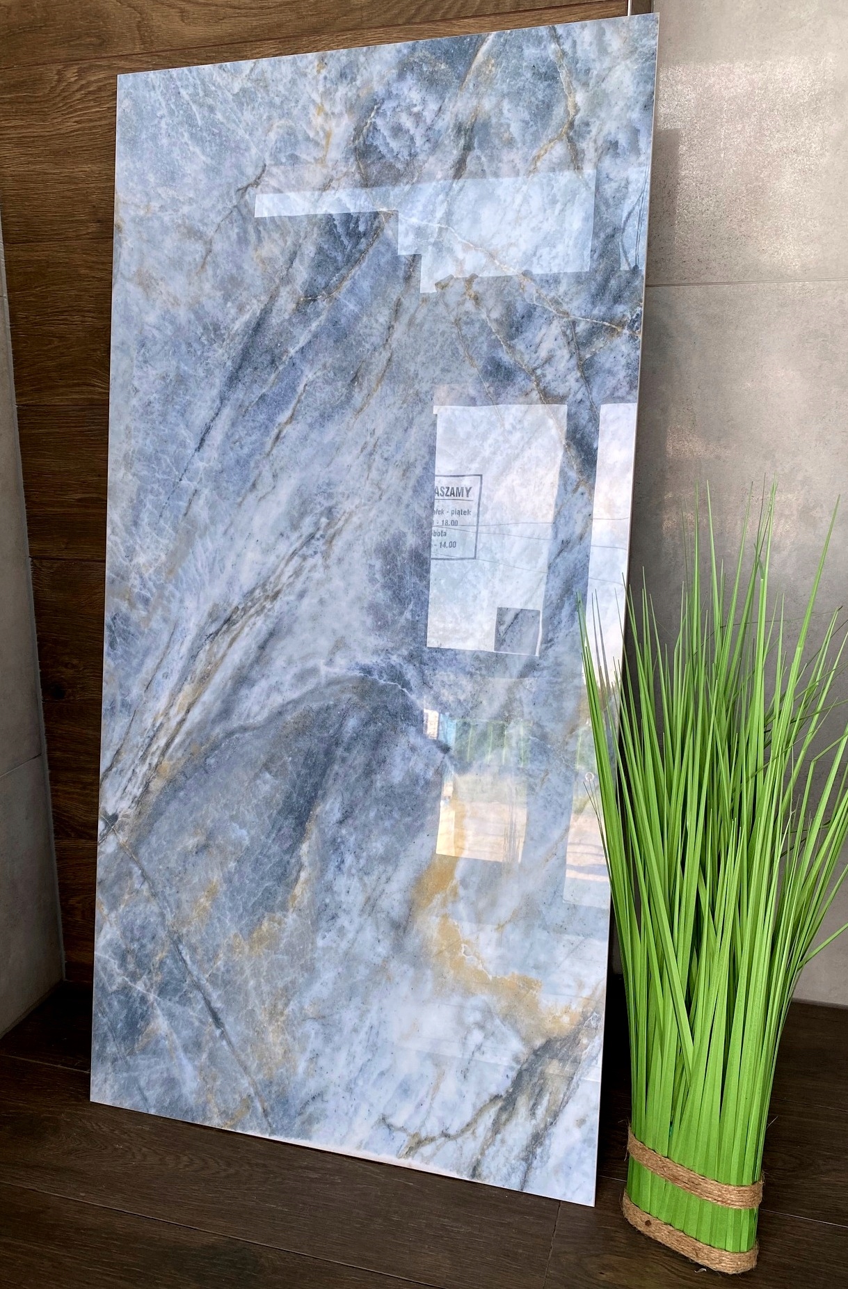 Gres polerowany 120x60 WYSOKI POŁYSK szary/błękit