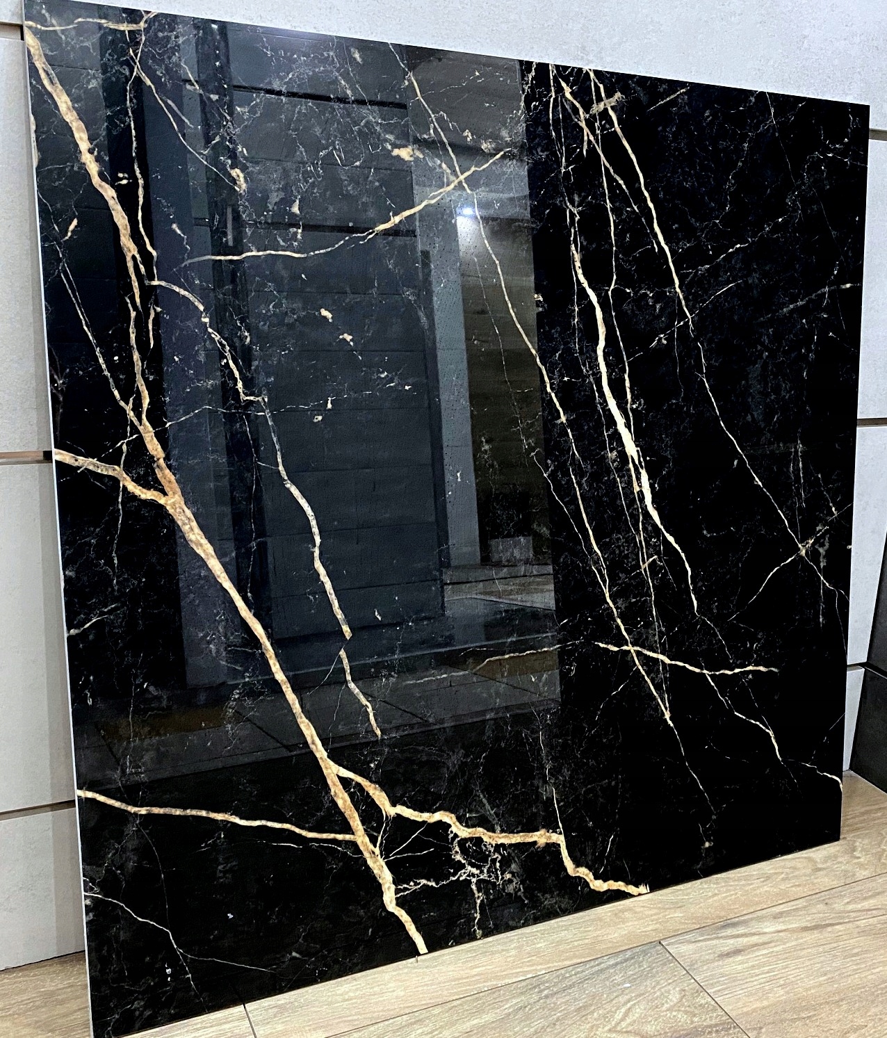 Czarny marmur 80x80 gres MARMUROPODOBNY - POŁYSK