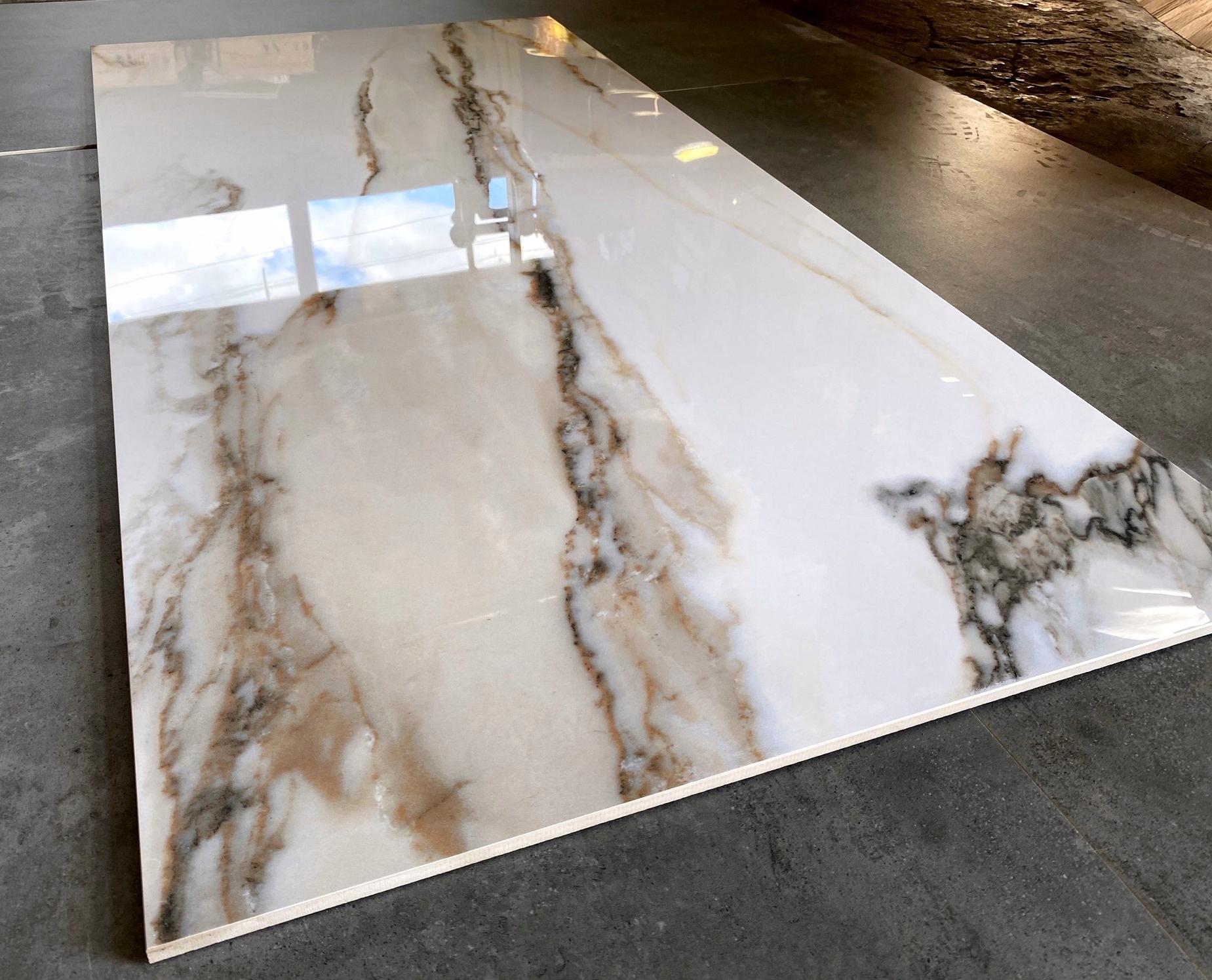 Gres marmurowy 120x60 CALACATTA GOLD wysoki POŁYSK