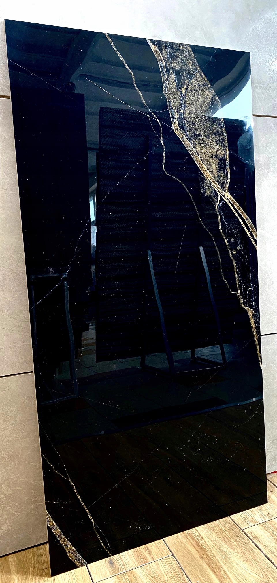 CZARNY MARMUR gres poler 120x60 WYSOKI POŁYSK