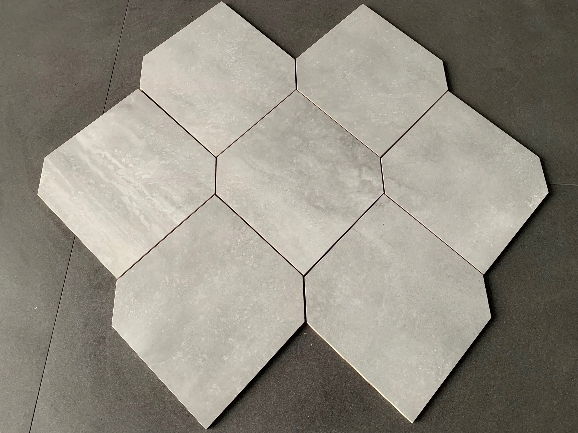 Gres polerowany HEKSAGONALNY - szary WYSOKI POŁYSK