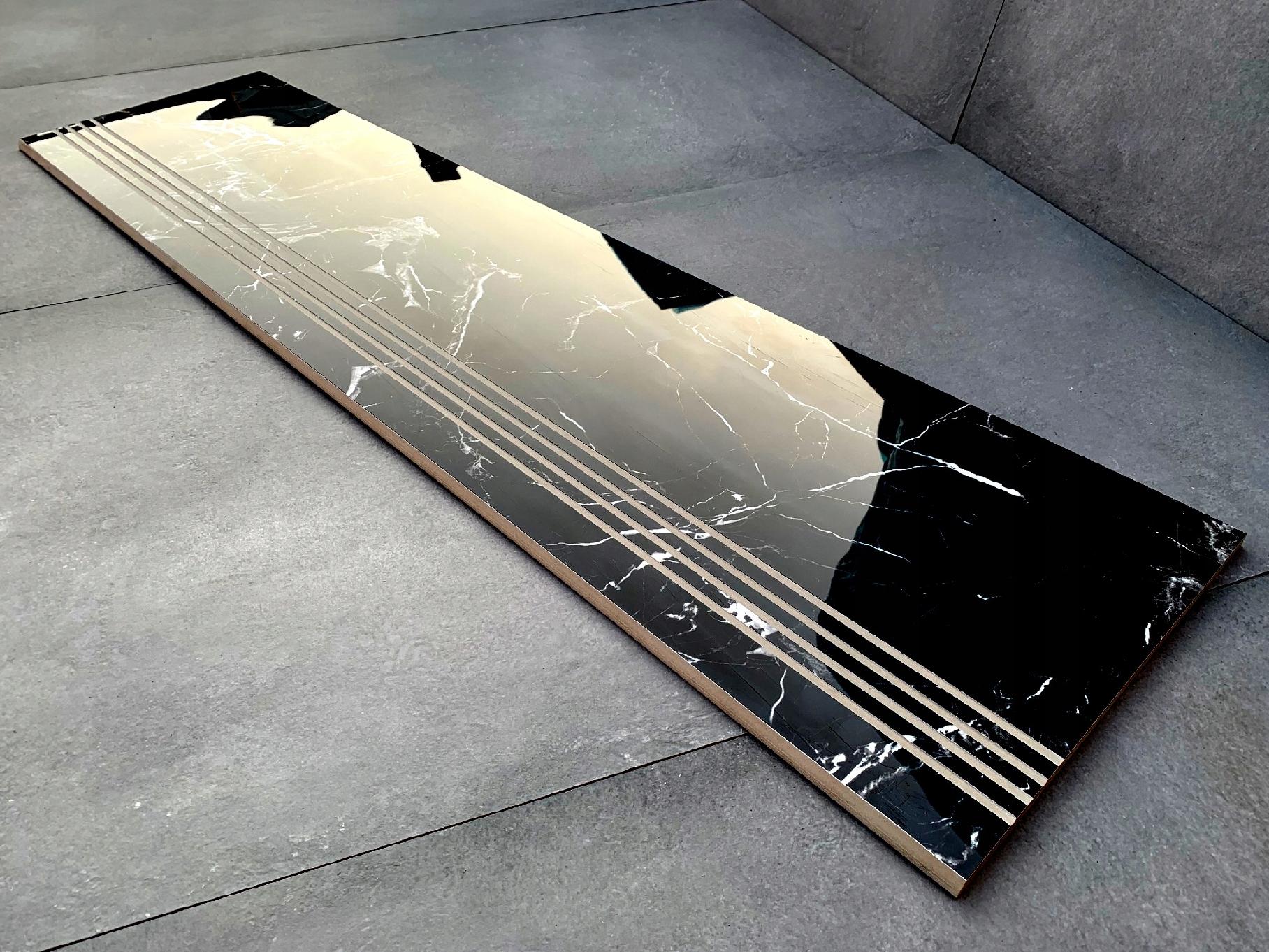 CZARNY MARMUR NA SCHODACH - stopnica 100x30 POŁYSK