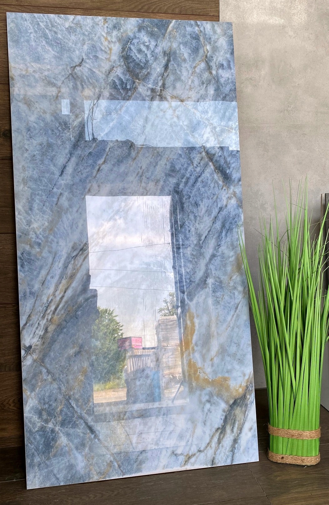 Gres polerowany 120x60 WYSOKI POŁYSK szary/błękit