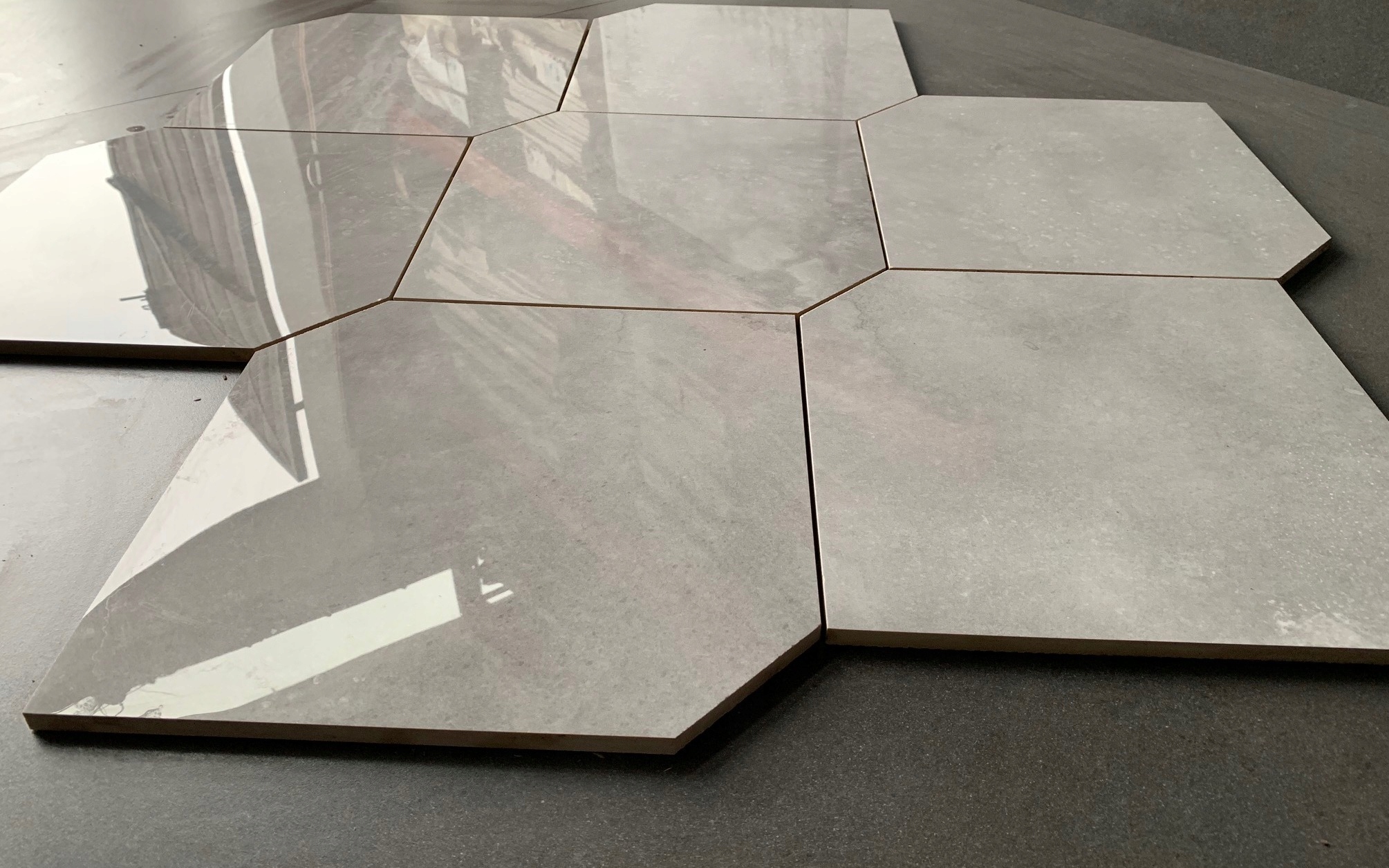 Gres polerowany HEKSAGONALNY - szary WYSOKI POŁYSK