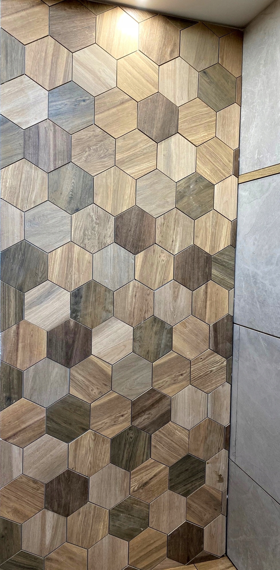 Płytki heksagon drewno PLASTER MIODU multicolor