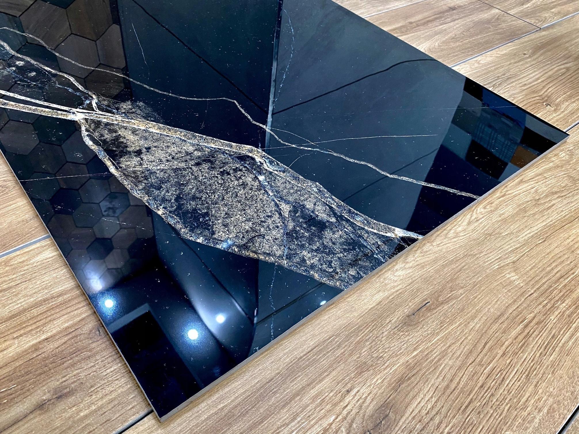 Gres polerowany CZARNY MARMUR 120x60 WYSOKI POŁYSK